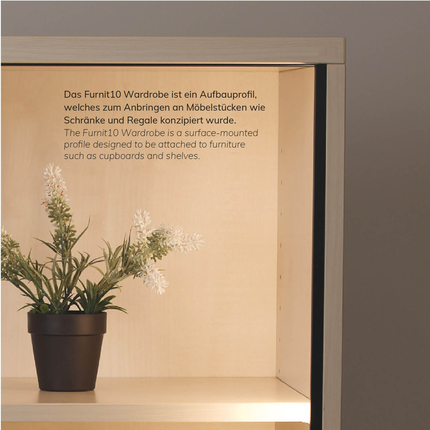 LED Schrankprofil FURNIT10 WARDROBE, Aluminium, schwarz, RAL9005