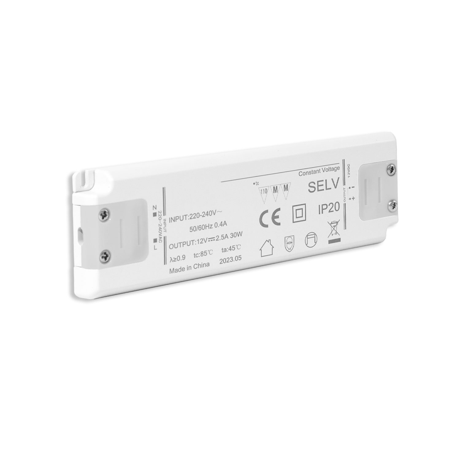 LED Trafo 12V/DC, 0-30W, SELV, ultraflach