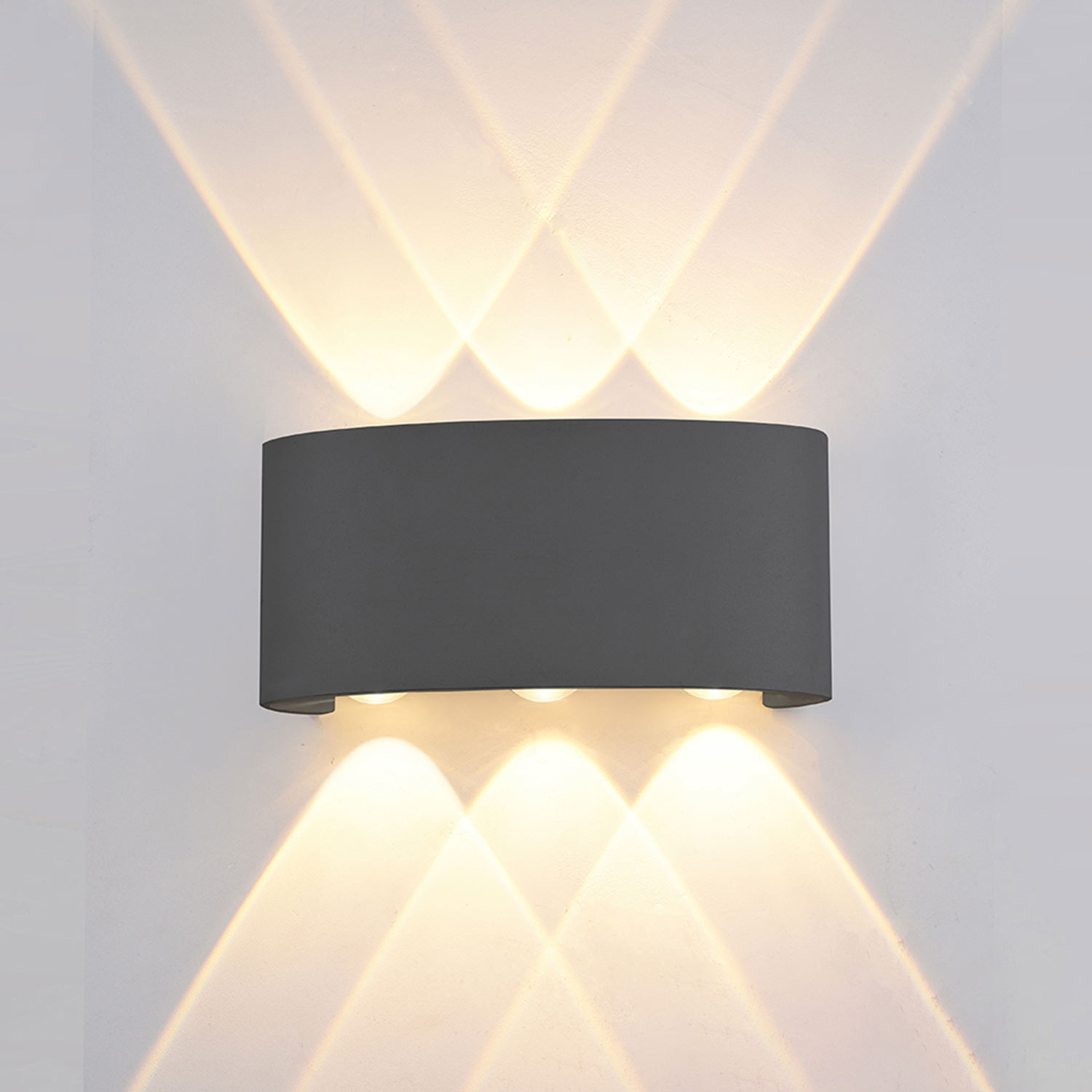 LED Wandleuchte Up&Down 6*1W CREE, IP54, sandschwarz, warmweiß