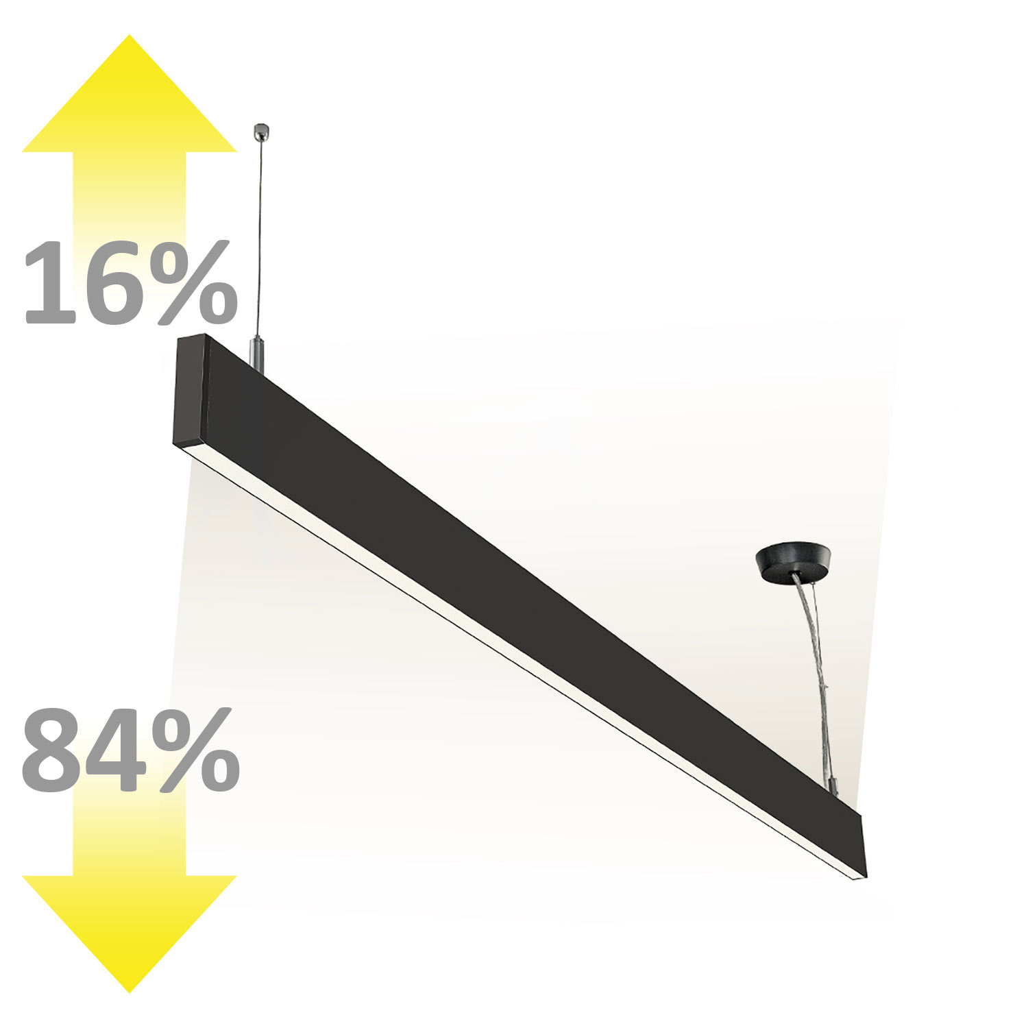 LED Hängeleuchte Linear Up&Down 1200, 40W, prismatisch, linear- u. 90° verbindbar, schwarz, warmweiß