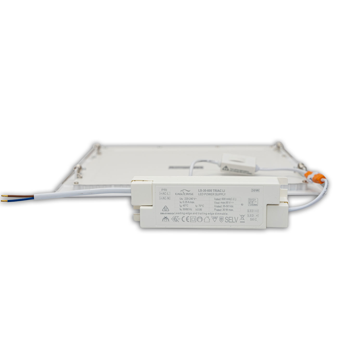 LED Downlight, 24W, eckig ultraflach weiß, 300x300mm, ColorSwitch 3000|3500|4000K, dimmbar