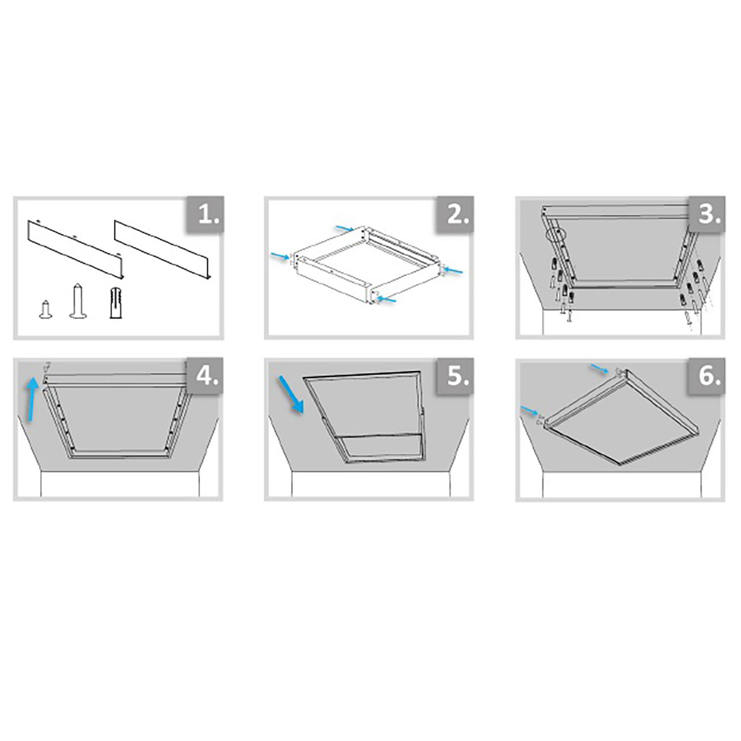 Aufbaurahmen weiß RAL 9016 für LED Panel 300x1200