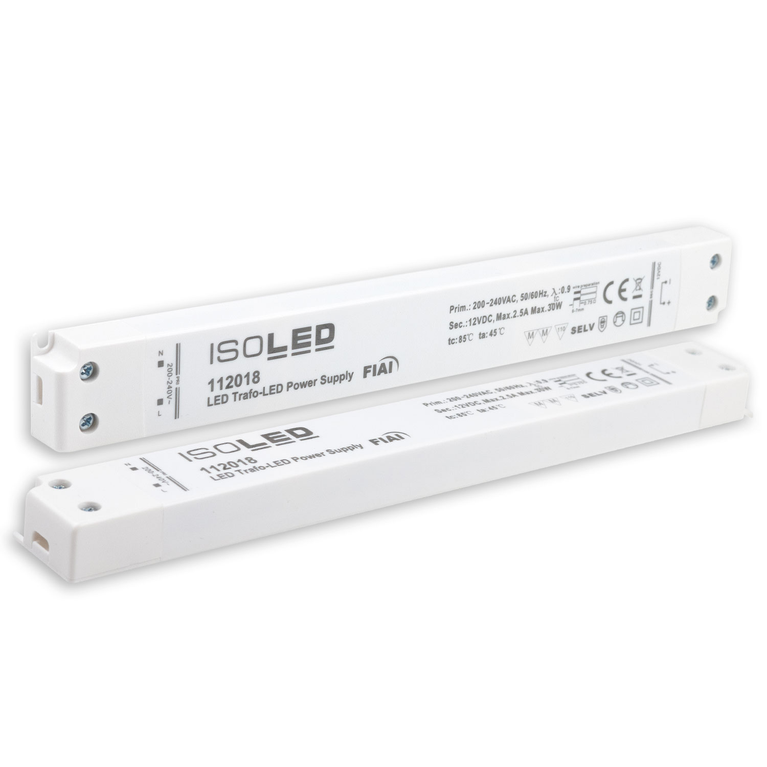 LED Trafo 12V/DC, 0-30W, SELV, ultraflach, schmal