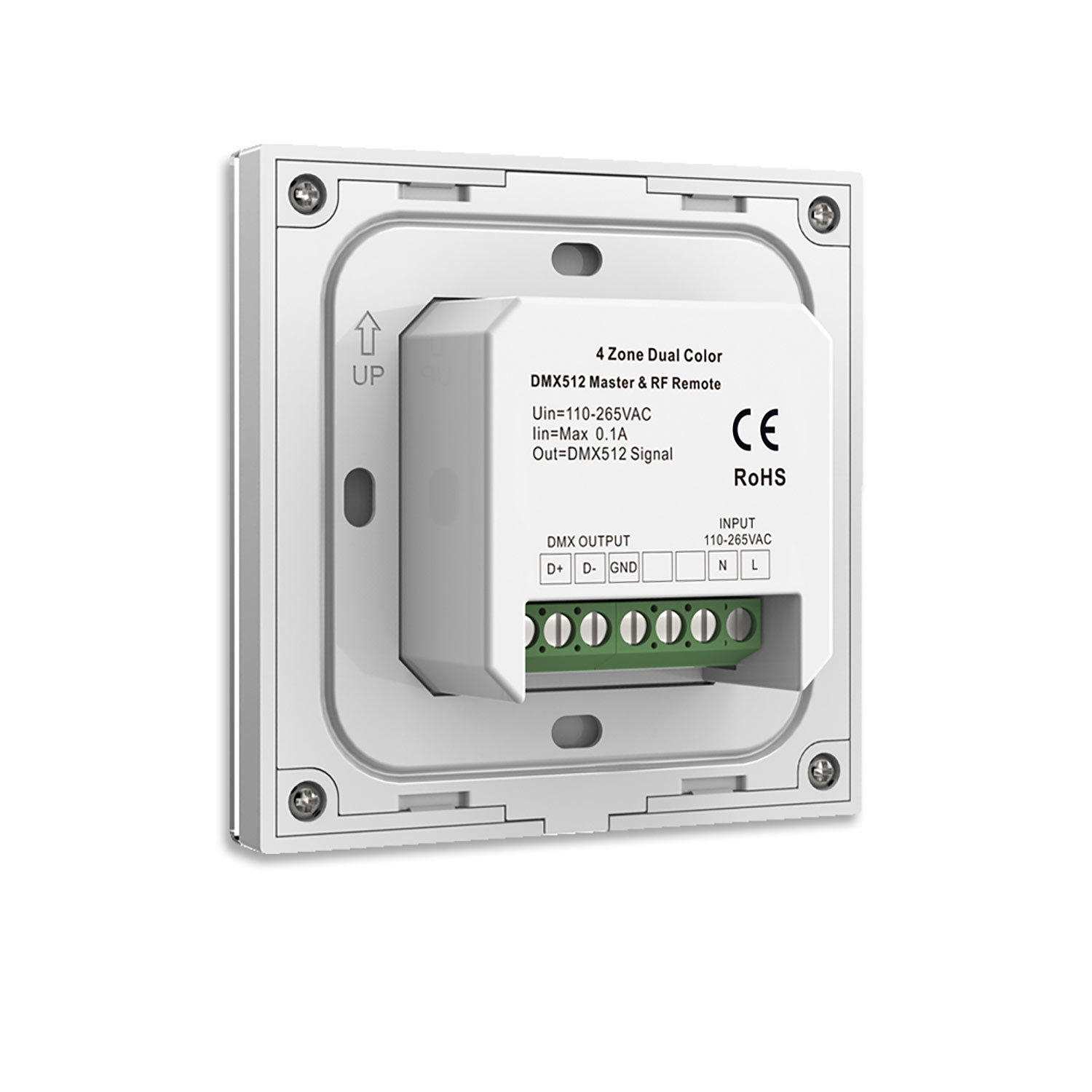 Sys-Pro weißdynamische 4 Zonen Einbau-Touch-Fernbedienung + DMX Output, schwarz, 230V