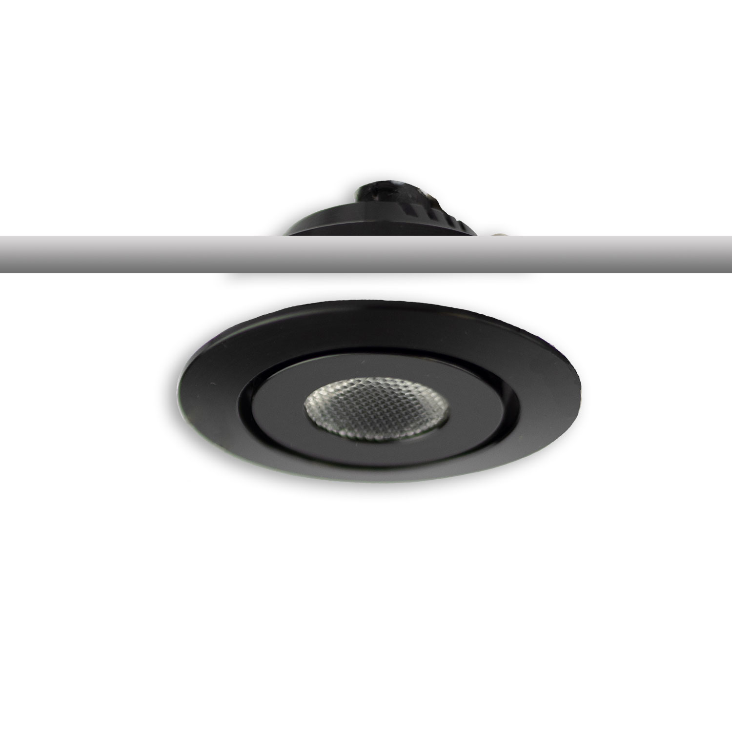 LED Einbauleuchte MiniAMP schwarz, 3W, 12V DC, warmweiß, dimmbar, 100cm Kabel