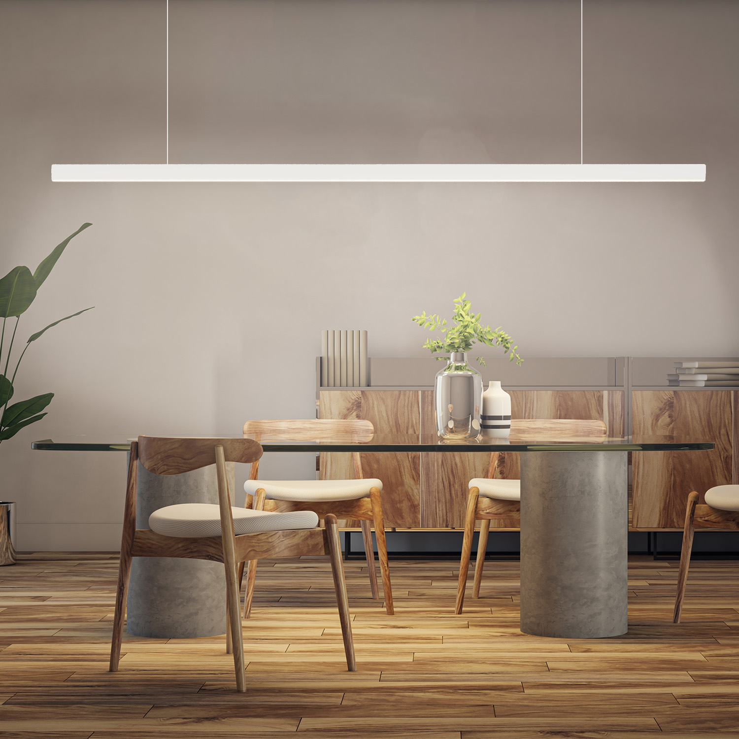 PROLAMP 40IDhs Pendel 75W weiß, 1500mm, opal+, Zigbee + Sys-Pro dimmbar, CCT+2700K