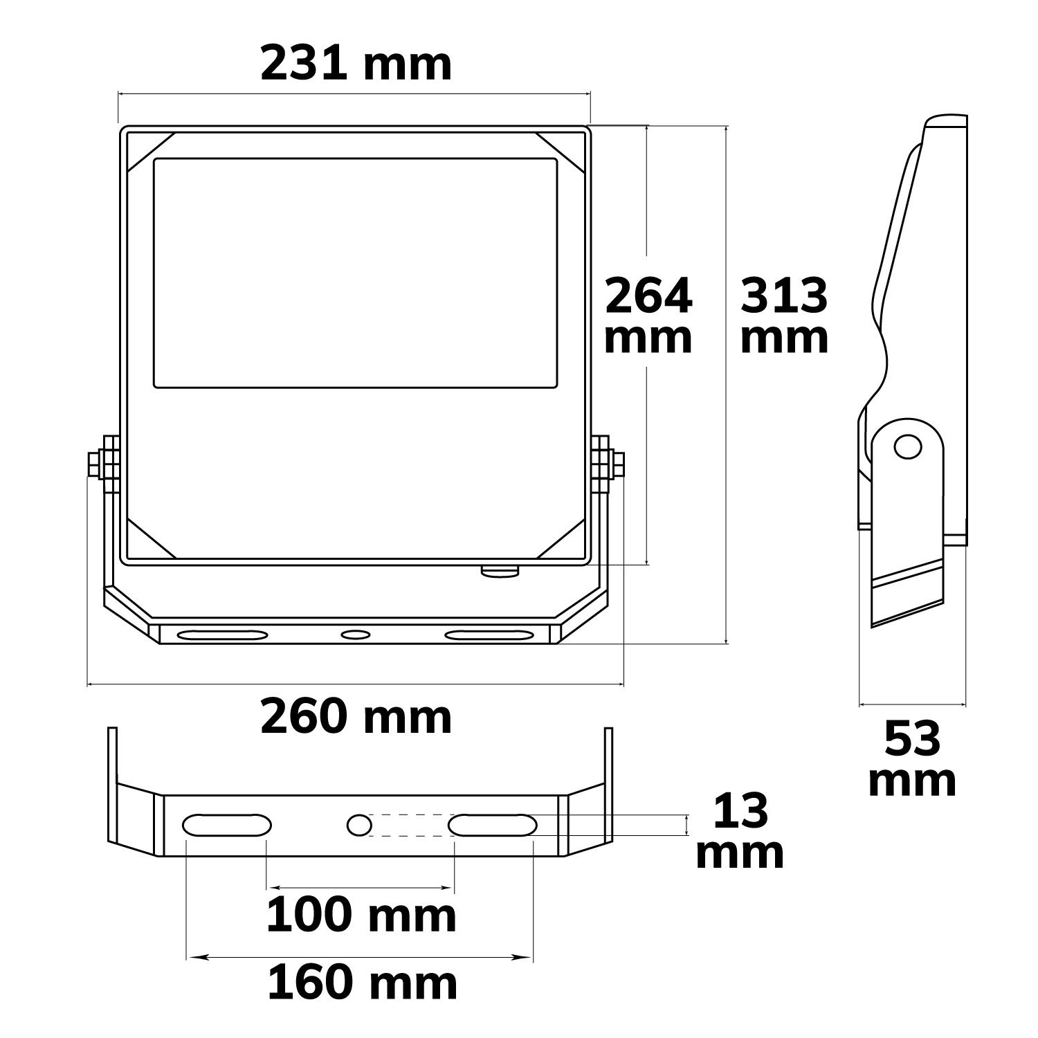 LED Fluter HEQ 100W, 110°, 4000K, IP66