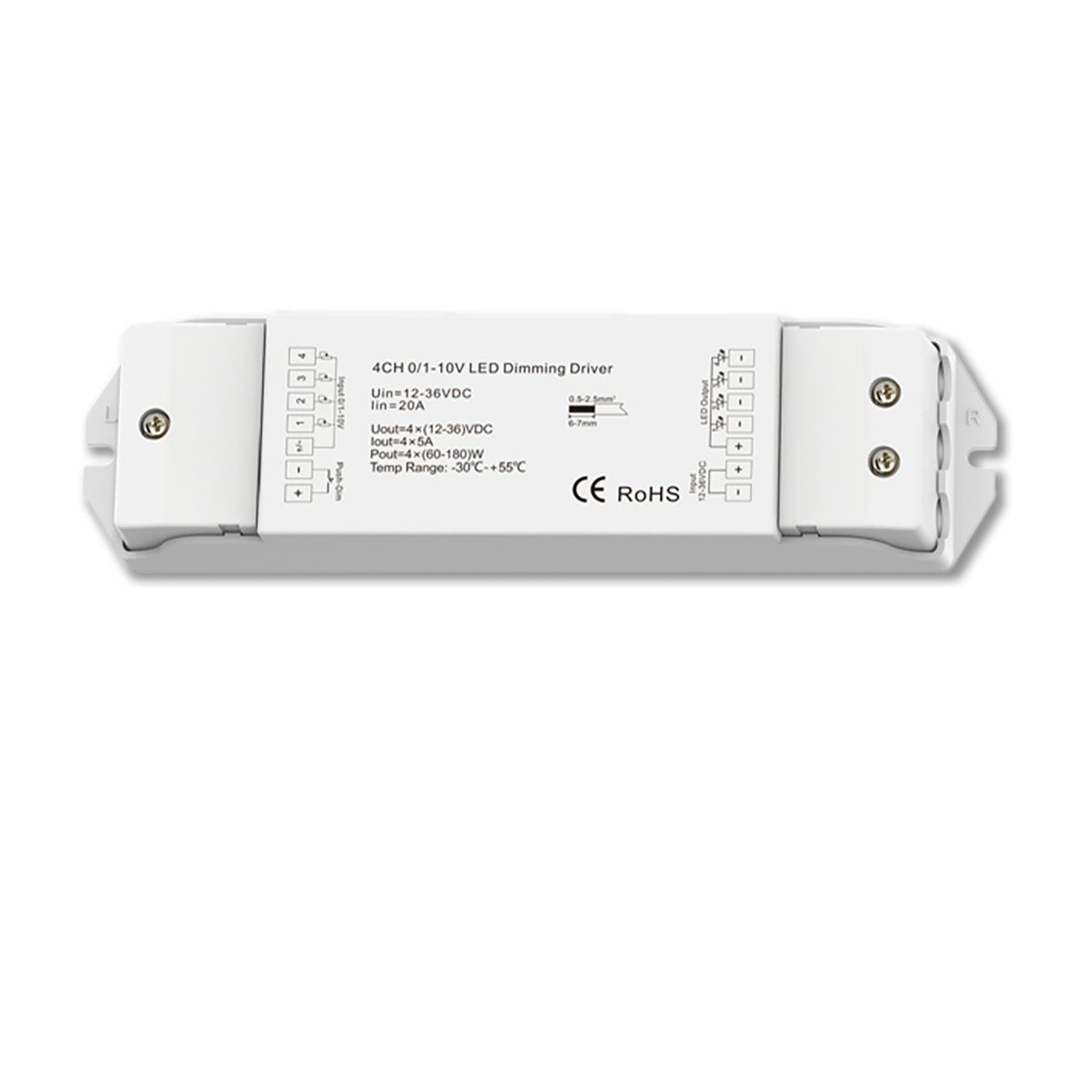 1xPush / 4x1-10V Input zu 4 Kanal PWM Output, 12-48V DC 4x5A