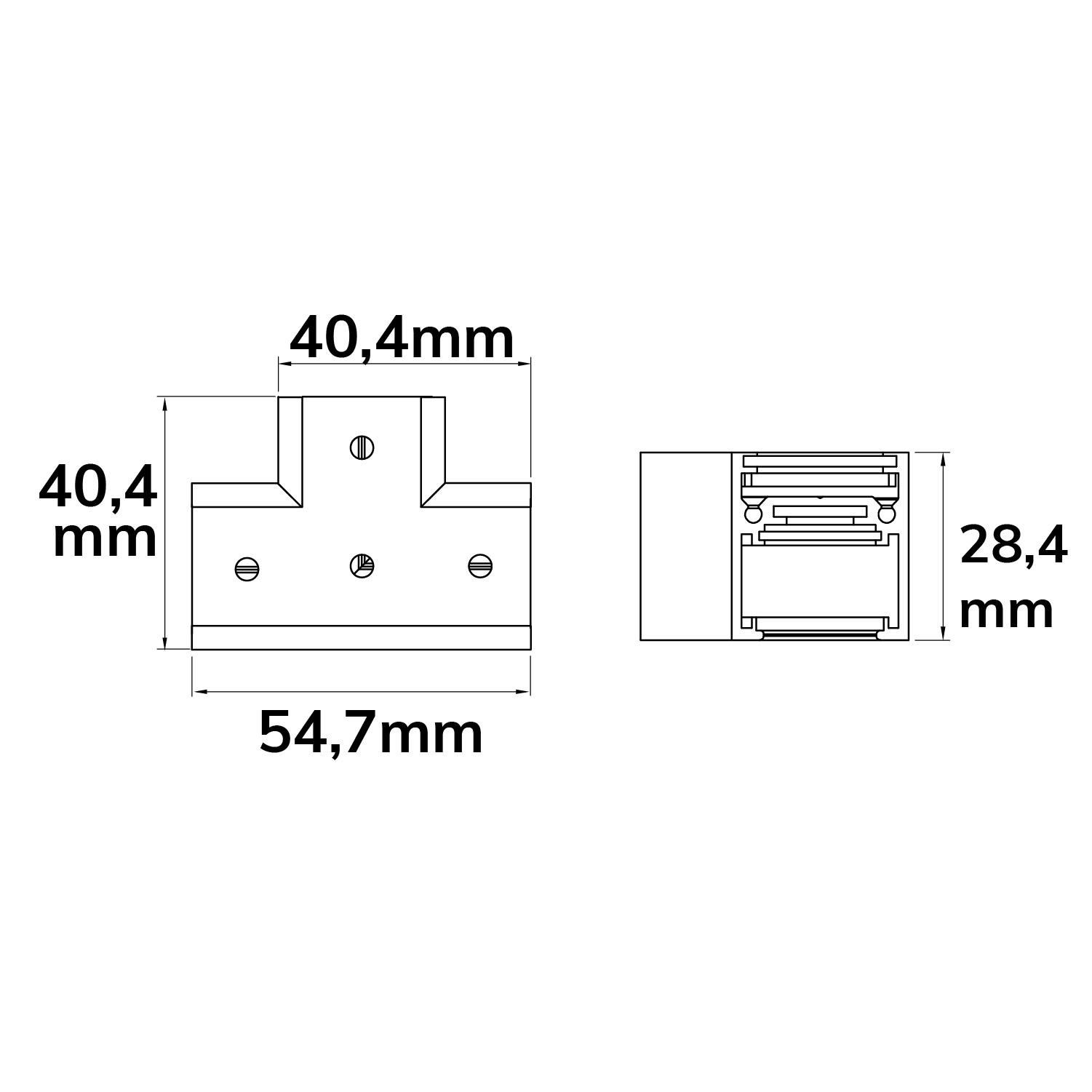 Track48 T-Schiene horizontal für Aufbauschiene flat, schwarz, nicht stromführend