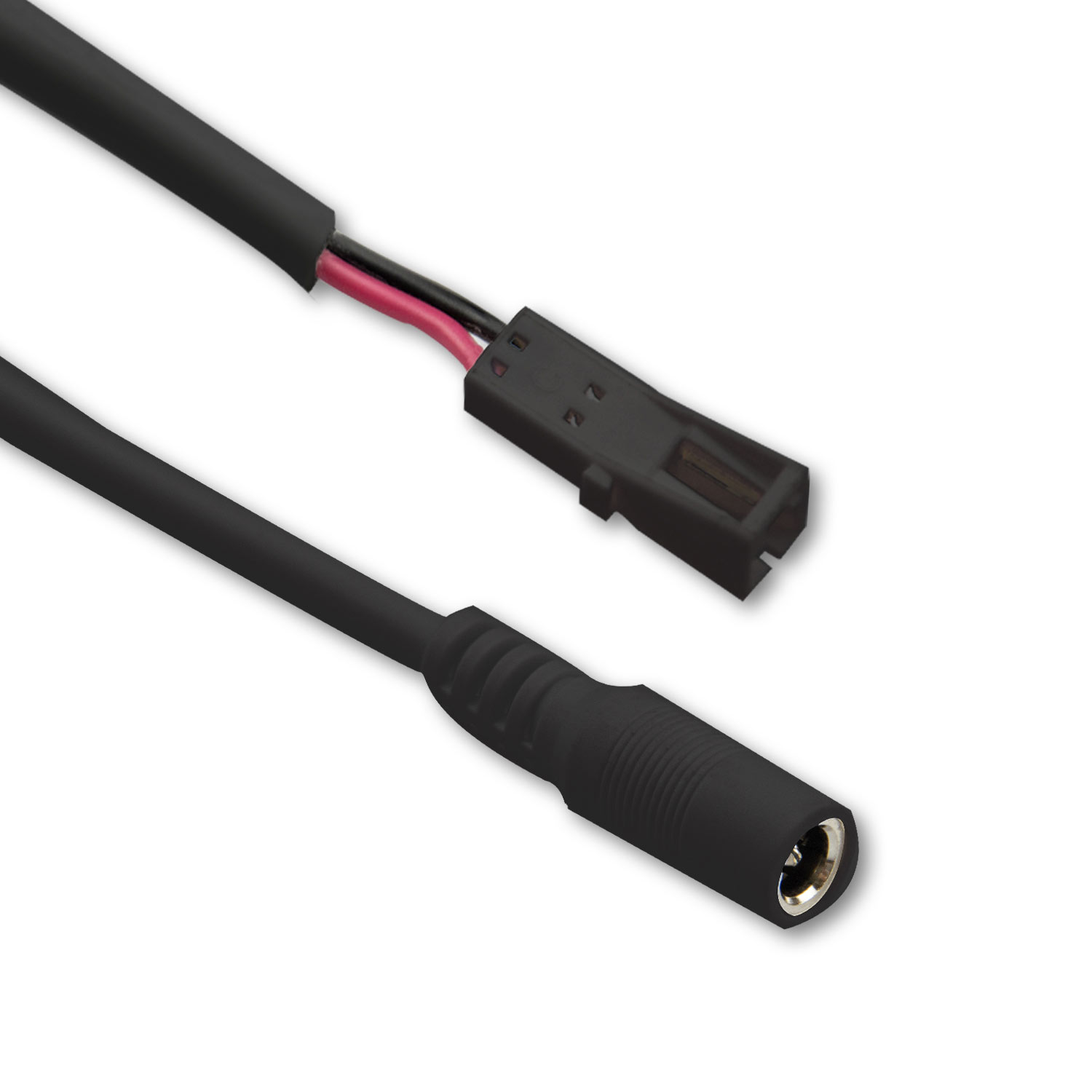 Adapter Rundstecker Female auf MiniAmp Female-Buchse, 10cm, 2-polig, schwarz, max. 3A