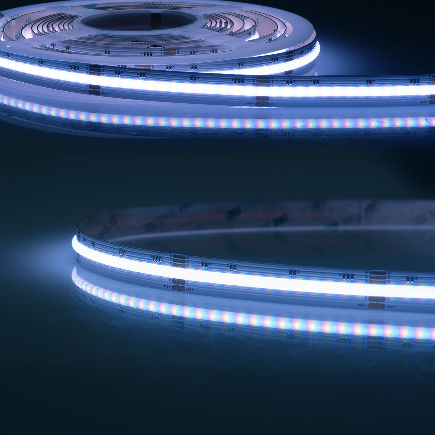 LED AQUA COB RGB+3000K Linear Flexband, 24V DC, 20W, IP68, 5m Rolle, 896 LED/m
