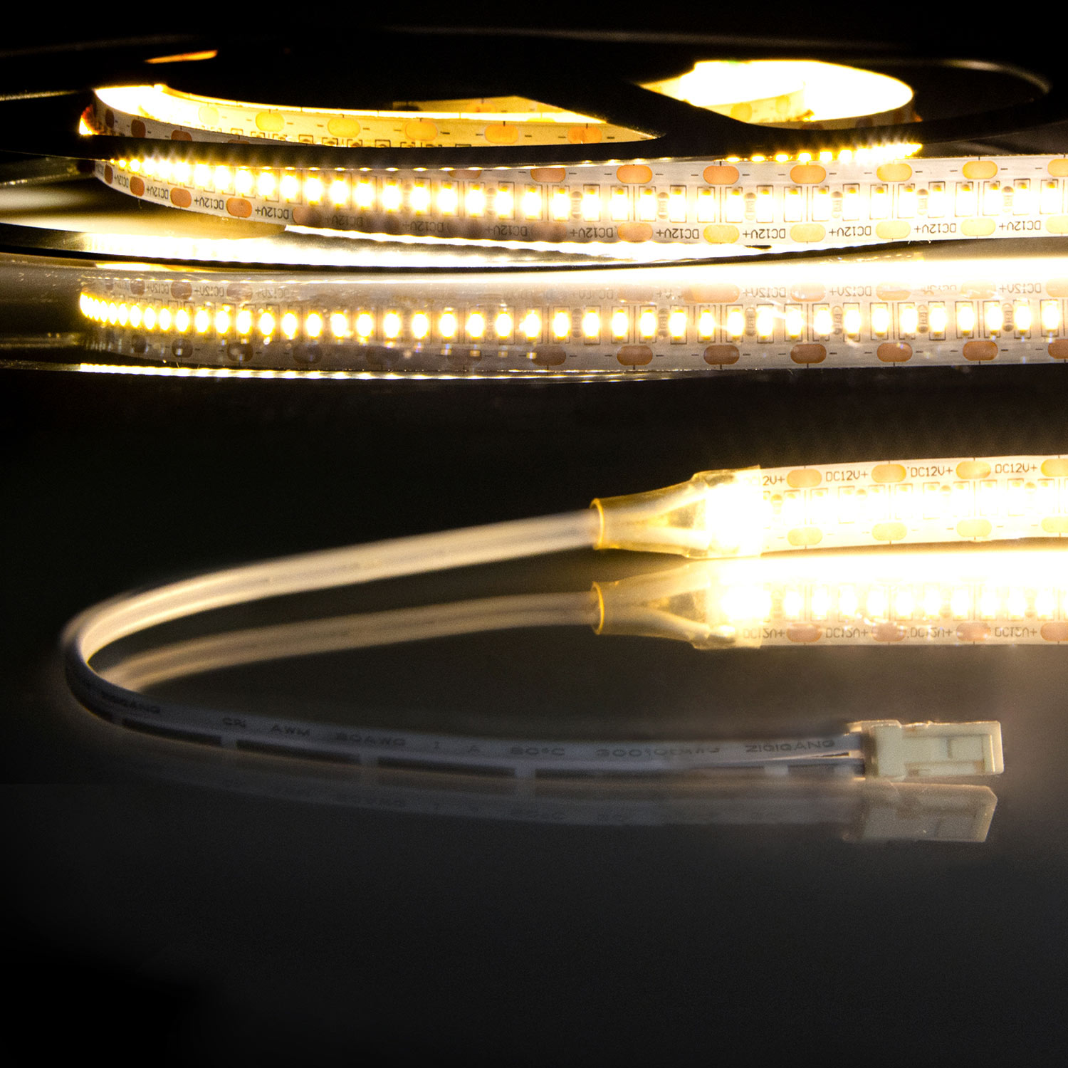 LED CRI925 MiniAMP Flexband, 12V DC, 6W, IP20, 2500K, 250cm, beids. 30cm Kabel + maleAMP, 300 LED/m