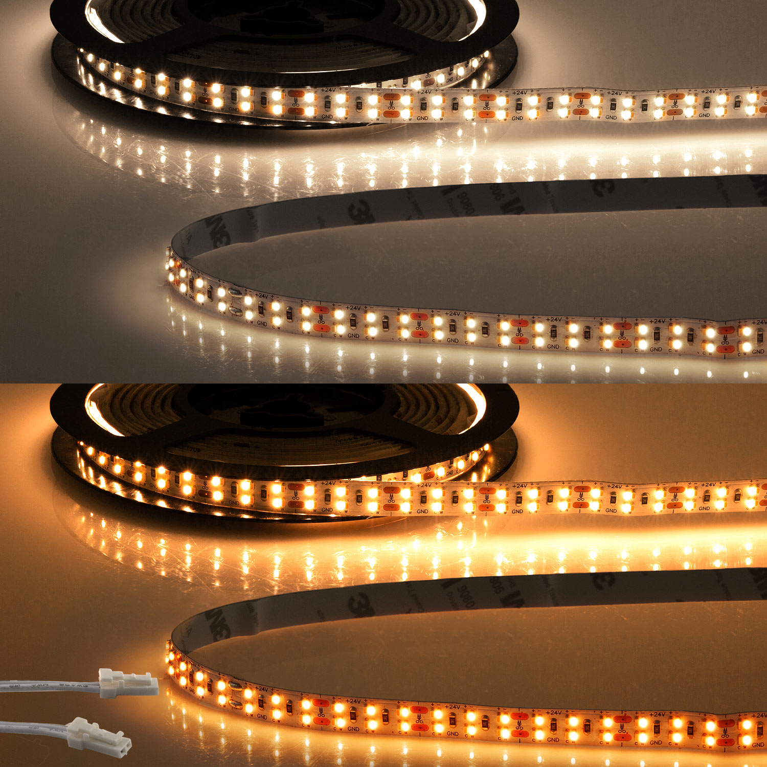 LED CRI919/940 MiniAMP CCT Flexband, 24V DC, 21W, IP20, 500cm, 2 polig, Kabel mit Stecker, 480 LED/m