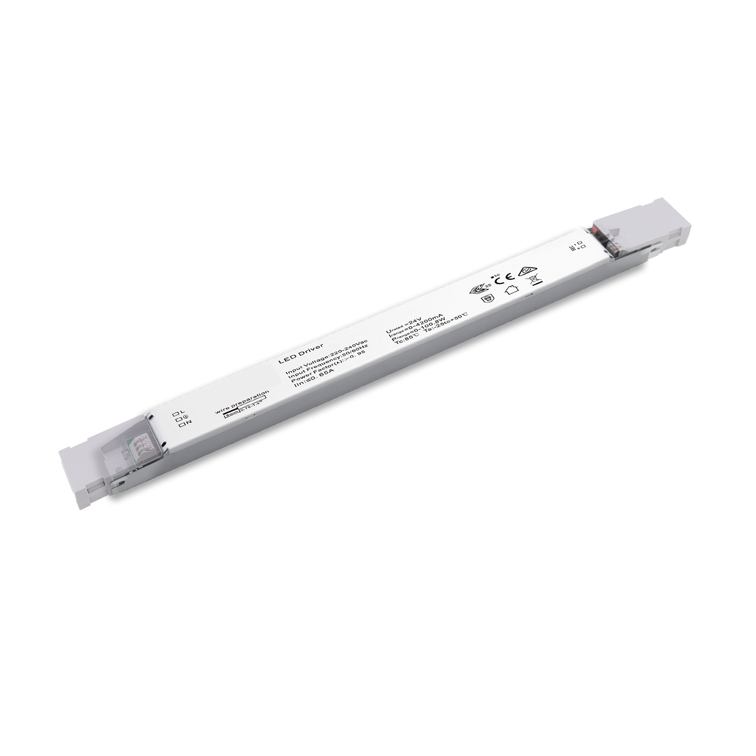 LED Leuchten-Trafo 24V/DC, 0-100W, SELV, flach, schmal