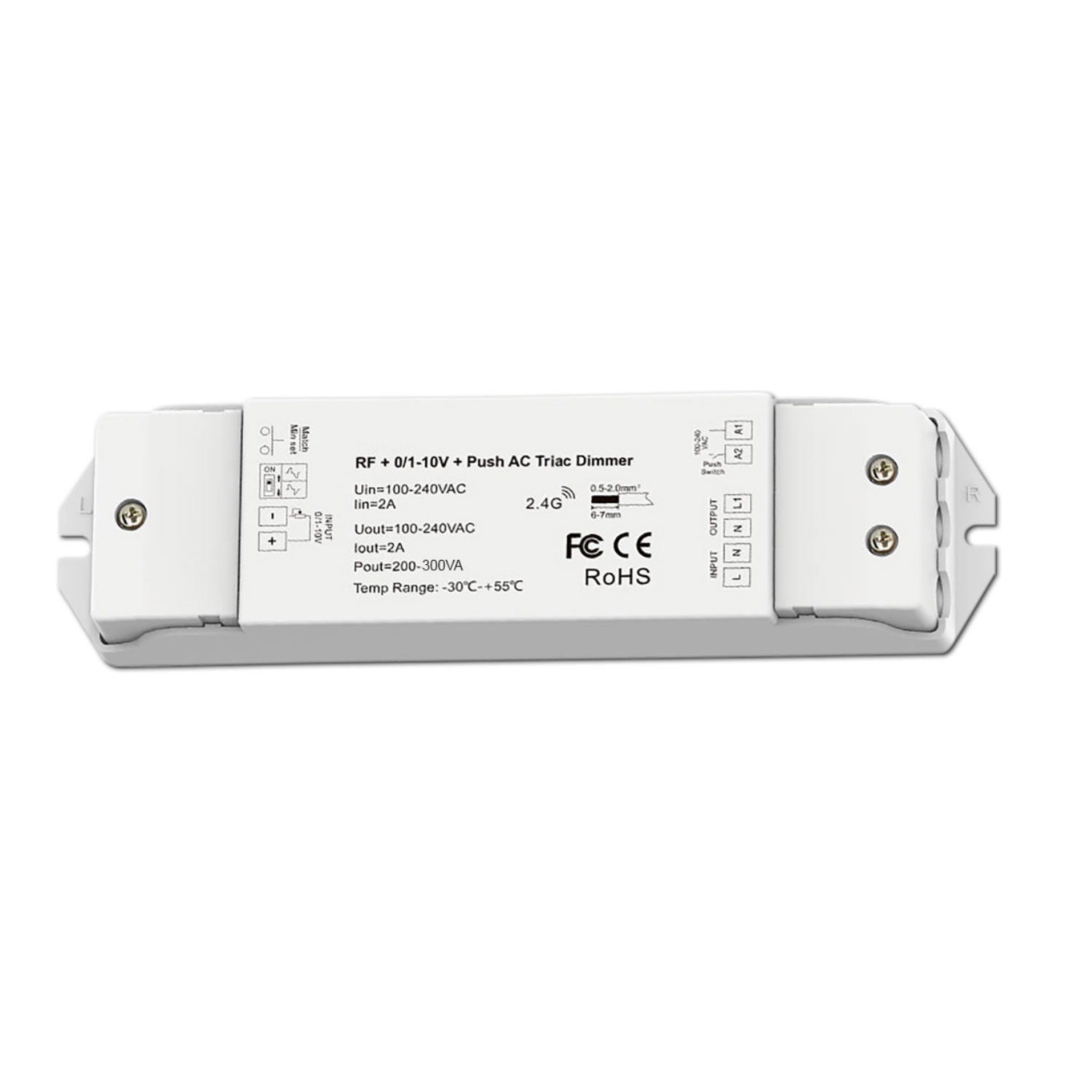 Sys-Pro Funk/Push/1-10V Input, Triac-Dimmer, 230V, 480VA, Phasenan-/Abschnitt wählbar