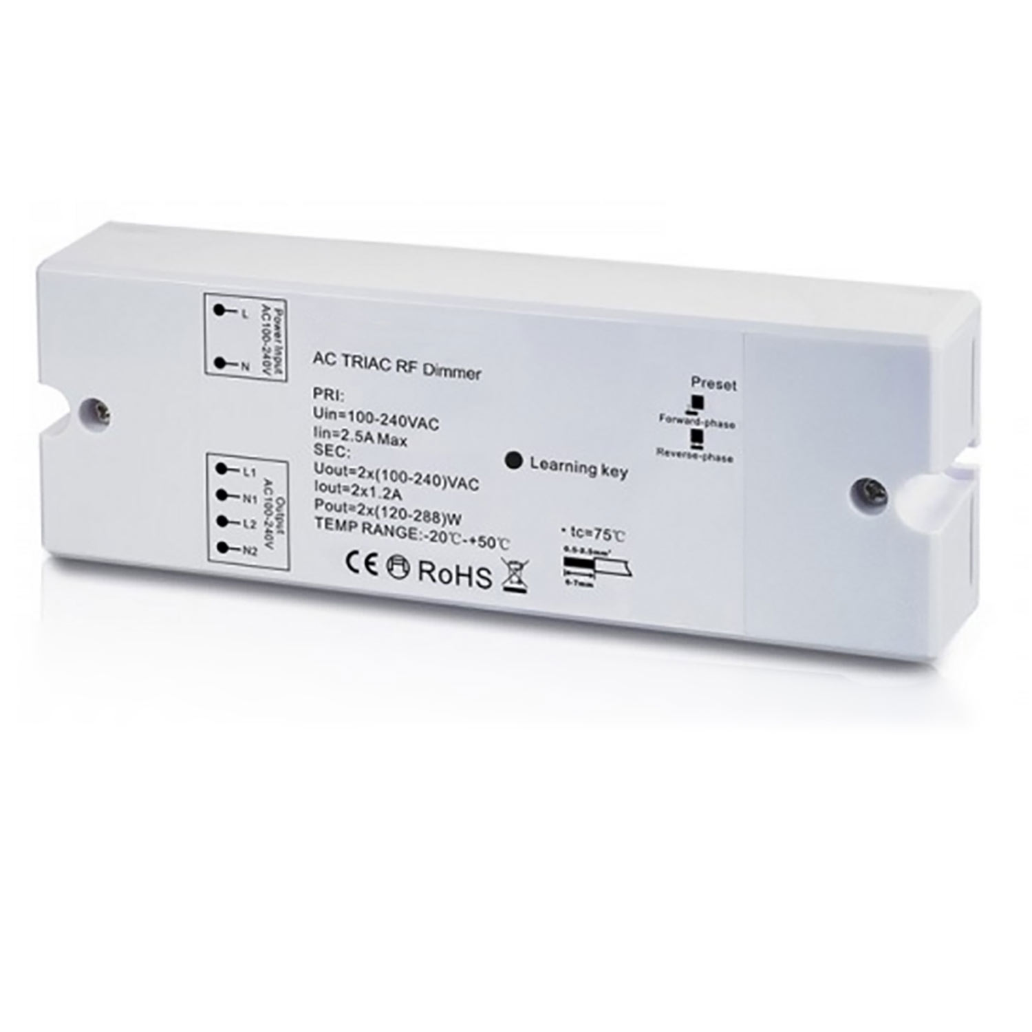 Sys-One Funk Dimmer für dimmbare 230V LED Leuchtmittel/Trafos, 2x288VA