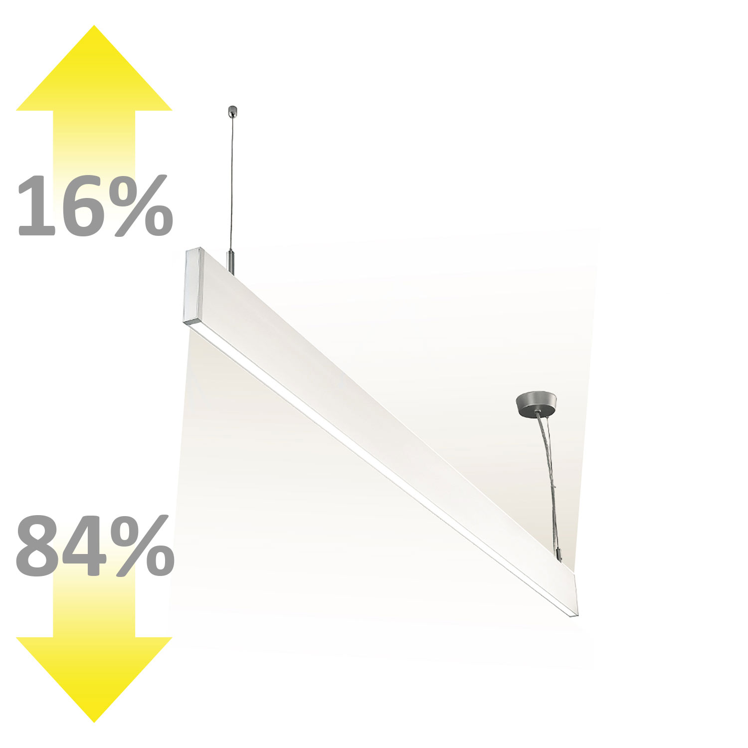 LED Hängeleuchte Linear Up&Down 600, 25W, prismatisch, linear- u. 90° verbindbar, weiß, warmweiß