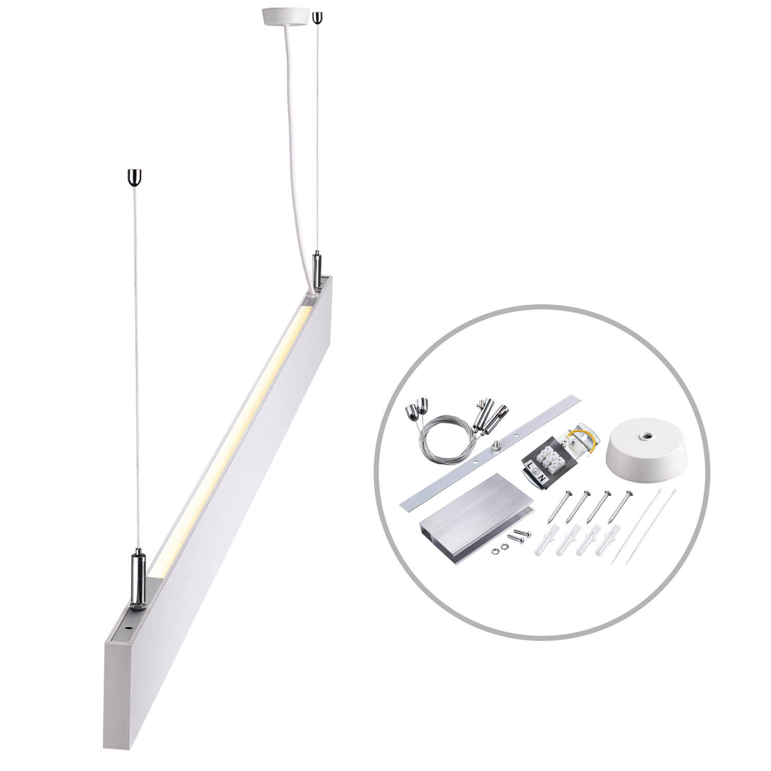 LED Hängeleuchte Linear Up&Down 1200, 40W, prismatisch, linear- u. 90° verbindbar, weiß, warmweiß