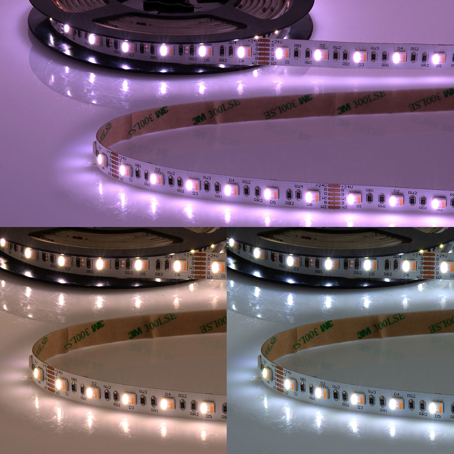 LED SIL RGB+WW+KW CCT Flexband, 24V DC, 22W, IP20, 5in1 Chip, 5m Rolle, 60 LED/m