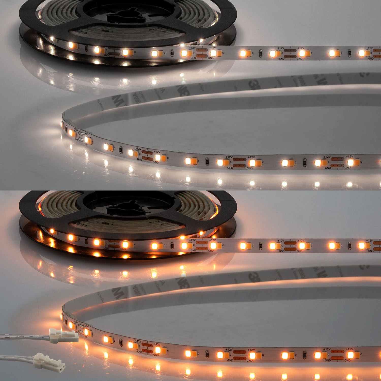 LED CRI919/940 MiniAMP CCT Flexband, 12V DC, 8W, IP20, 250cm, 2 polig, Kabel mit Stecker, 126 LED/m
