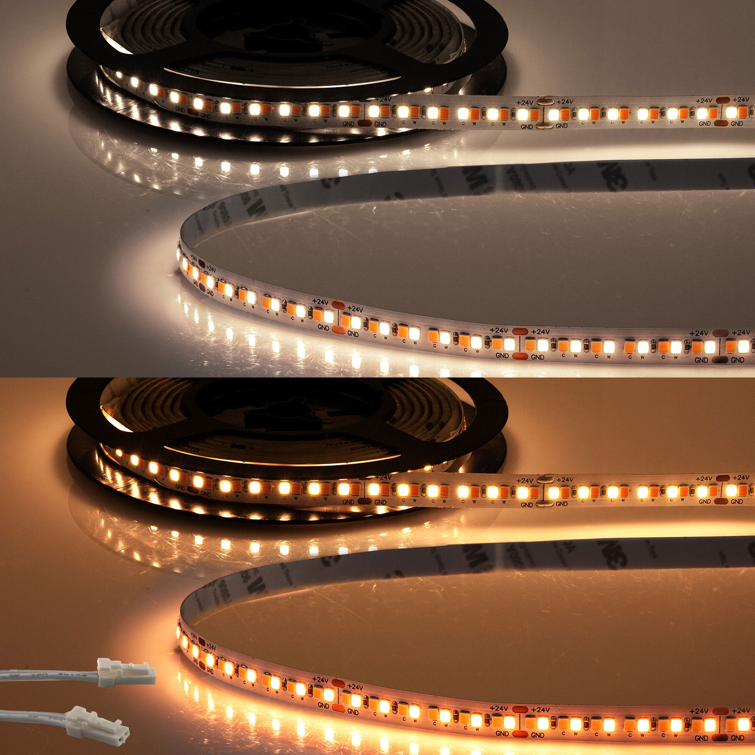 LED CRI919/940 MiniAMP CCT Flexband, 24V DC, 15W, IP20, 500cm, 2 polig, Kabel mit Stecker, 240 LED/m