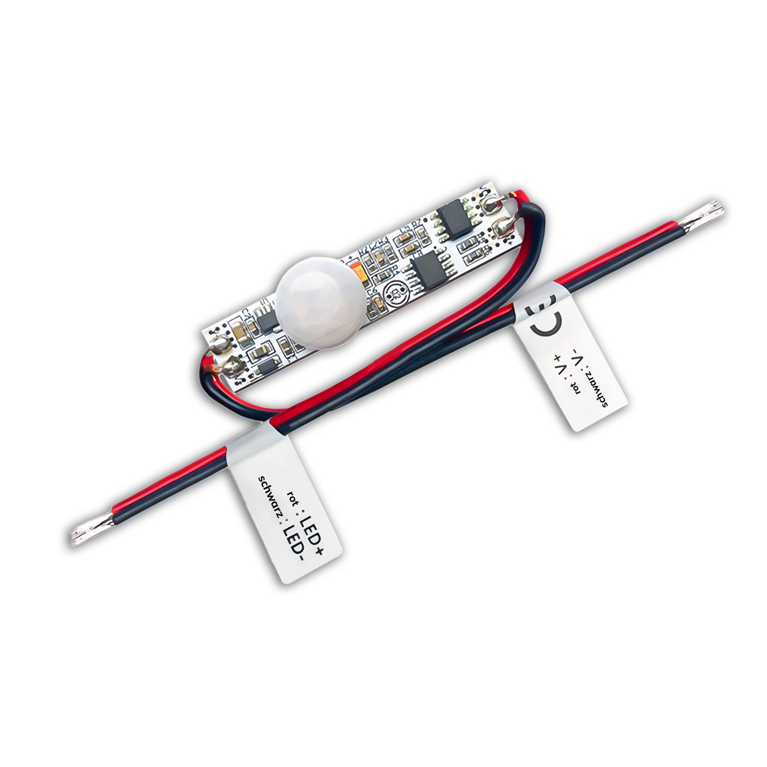 Mini PIR Bewegungssensor zum Einbau in LED-Lichtprofile, 12-24V DC 3A