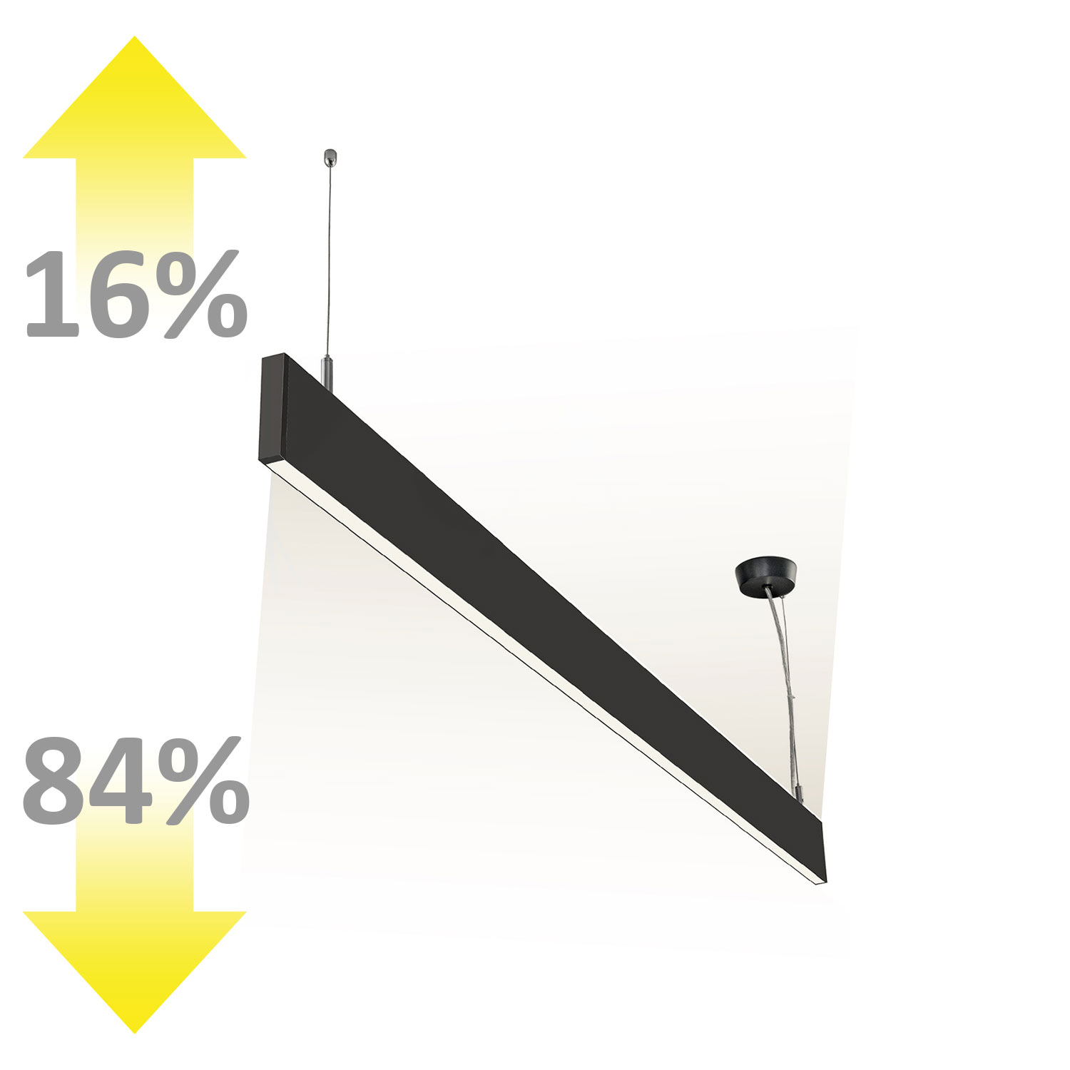 LED Hängeleuchte Linear Up&Down 600, 25W, prismatisch, linear- u. 90° verbindbar, schwarz, warmweiß