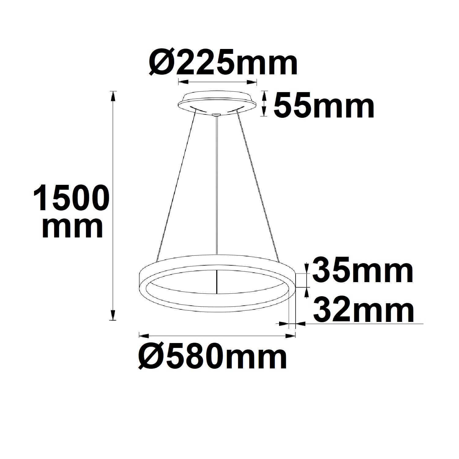 LED Hängeleuchte Orbit 580, schwarz, 48W, rund, ColorSwitch 3000|3500|4000K, dimmbar