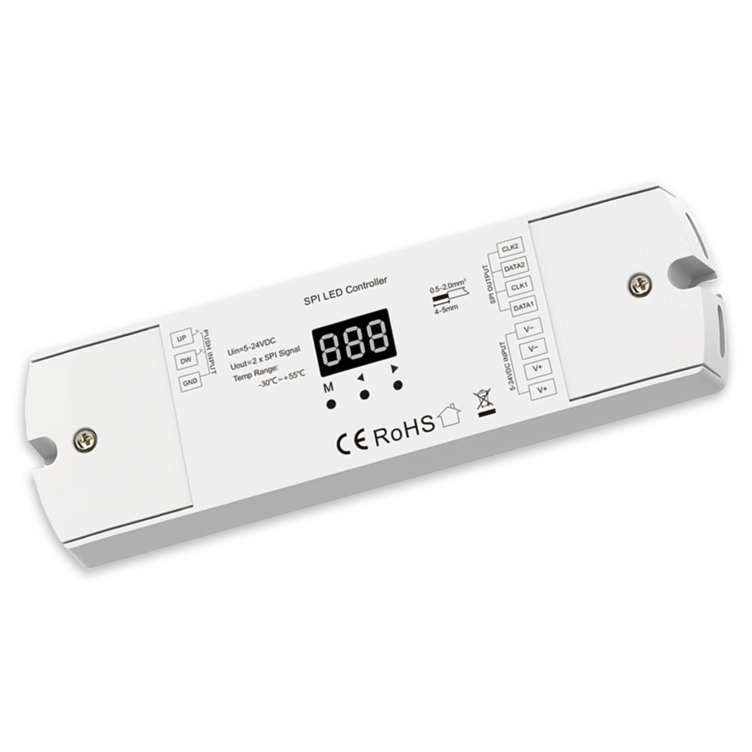 LED Dual-Push-SPI-Controller für 8-960 Pixel sequenziell, 5-24V DC, 15A