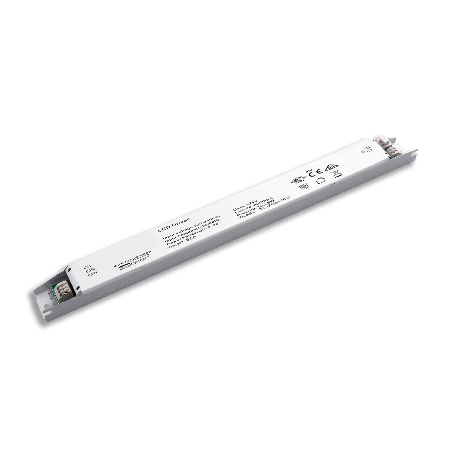 LED Leuchten-Trafo 24V/DC, 0-100W, SELV, flach, schmal
