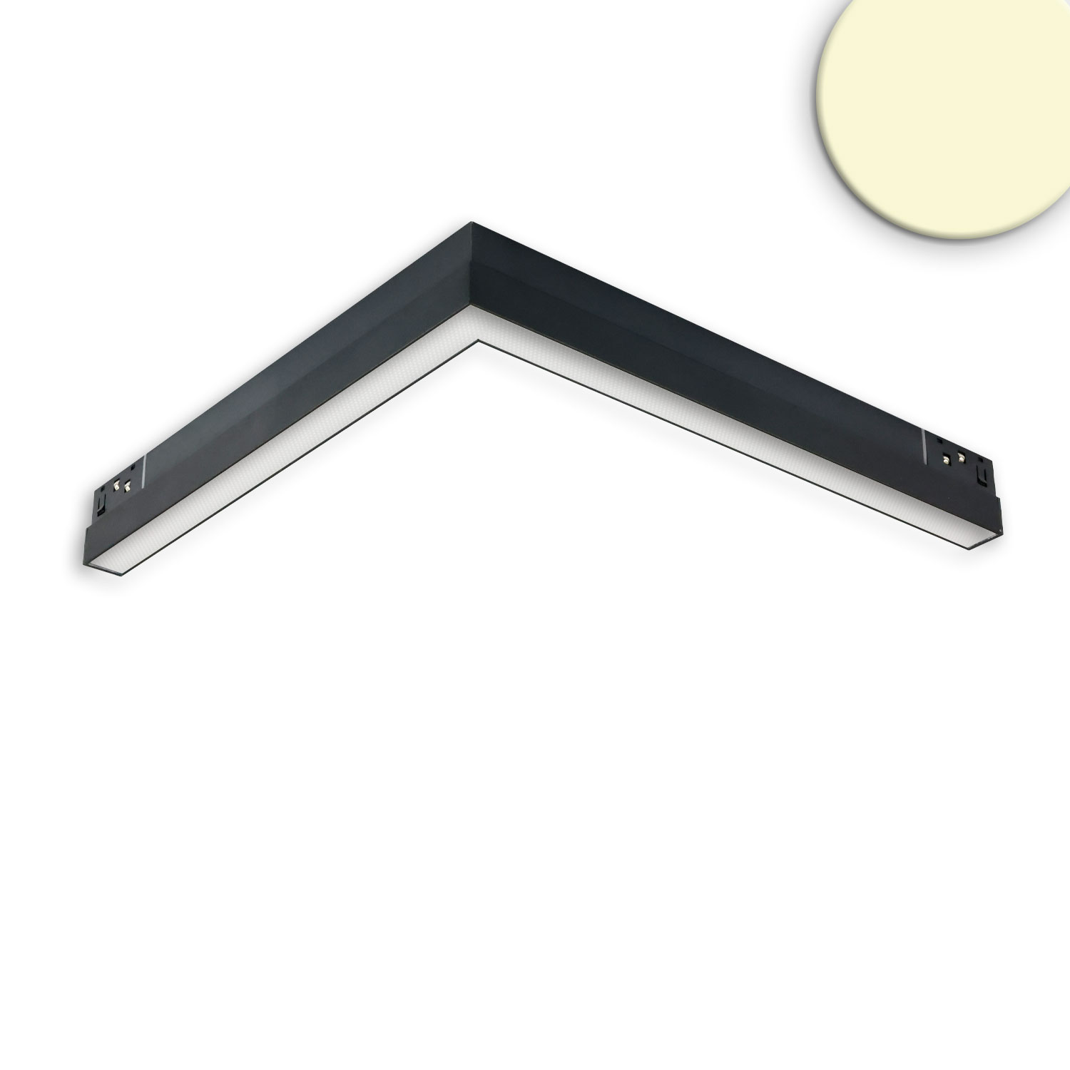Track48 Eckleuchte horizontal schwarz, 20W, 120°, 48V, 3000K, CRI90, prismatisch, Line+