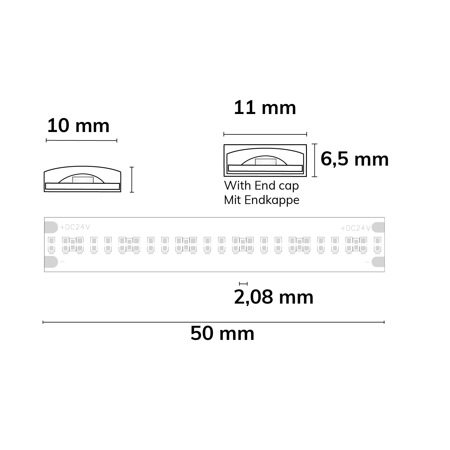 LED AQUA COB940 Linear Flexband, 24V DC, 8W, IP68, 4000K, 5m Rolle, 480 LED/m