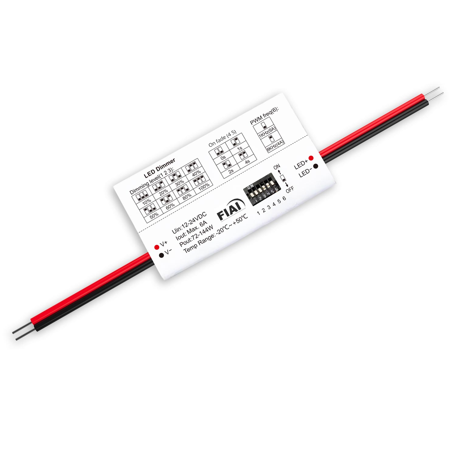 LED Soft-On Multi-PWM-Dimmer, 1 Kanal, 12-24V DC 6A