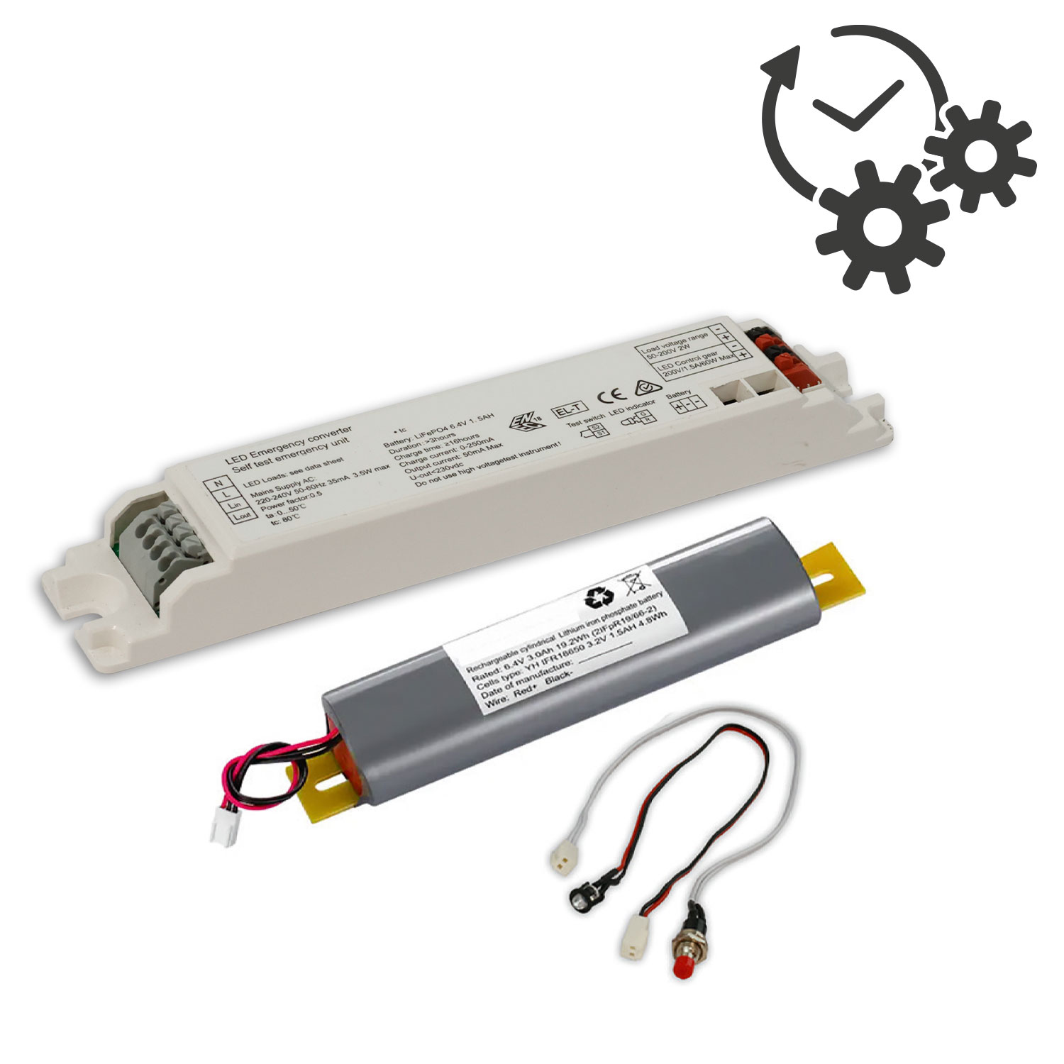Notlicht-Upgrade mit LiFePO4 3000mAh Akku, 4W (10-50V DC)