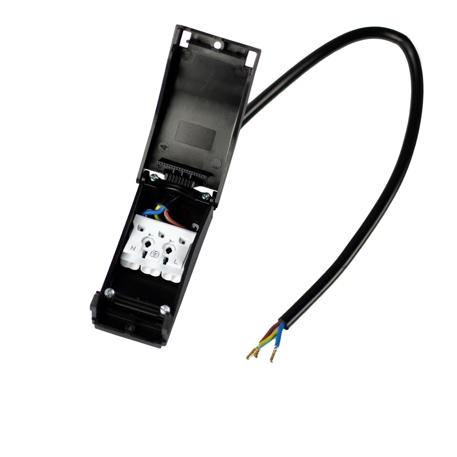 Anschlussbox 2x3-polig, 0,5-2,5mm², max. 450V/16A zur Durchverkabelung, mit 30cm Anschlussleitung