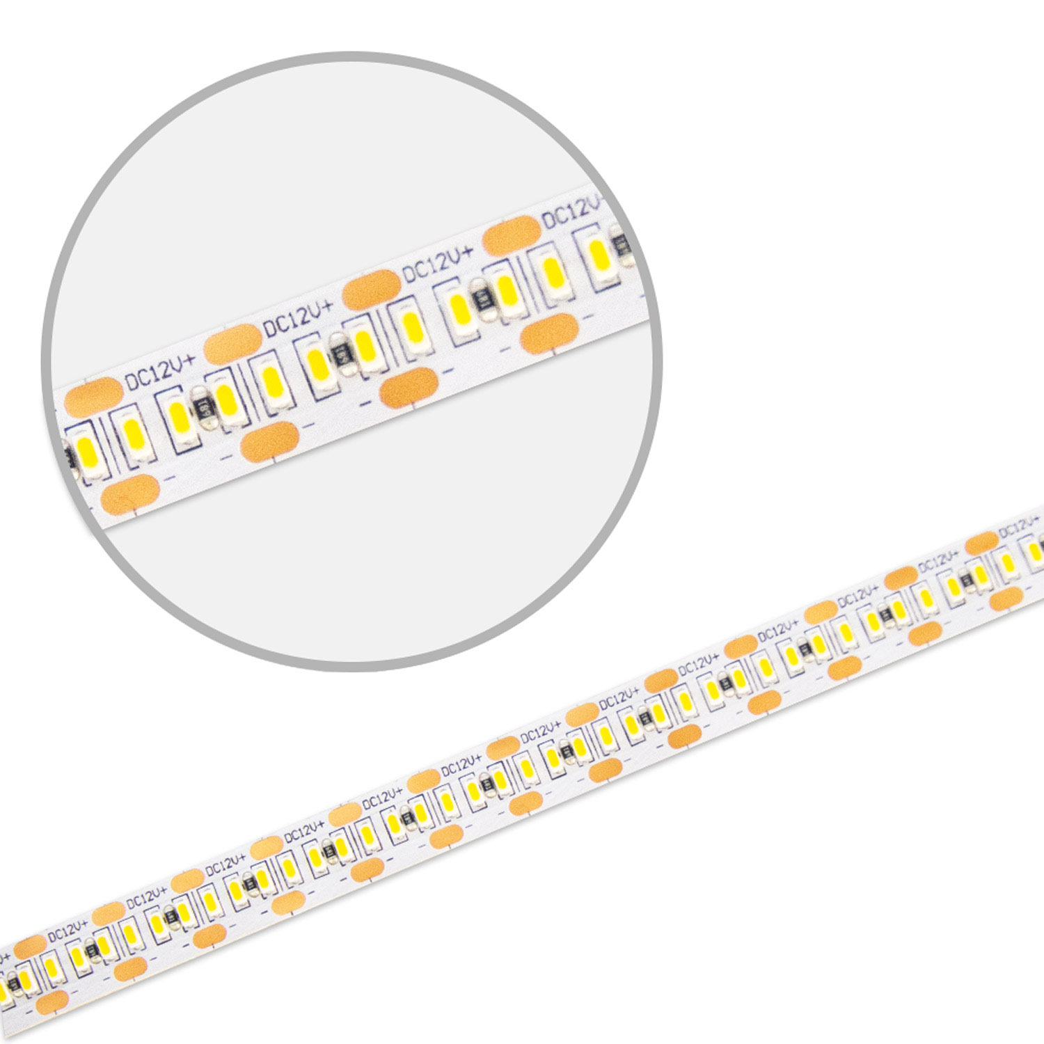 LED CRI930 MiniAMP Flexband, 12V DC, 12W, IP20, 3000K, 250cm, beids. 30cm Kabel + maleAMP, 300 LED/m