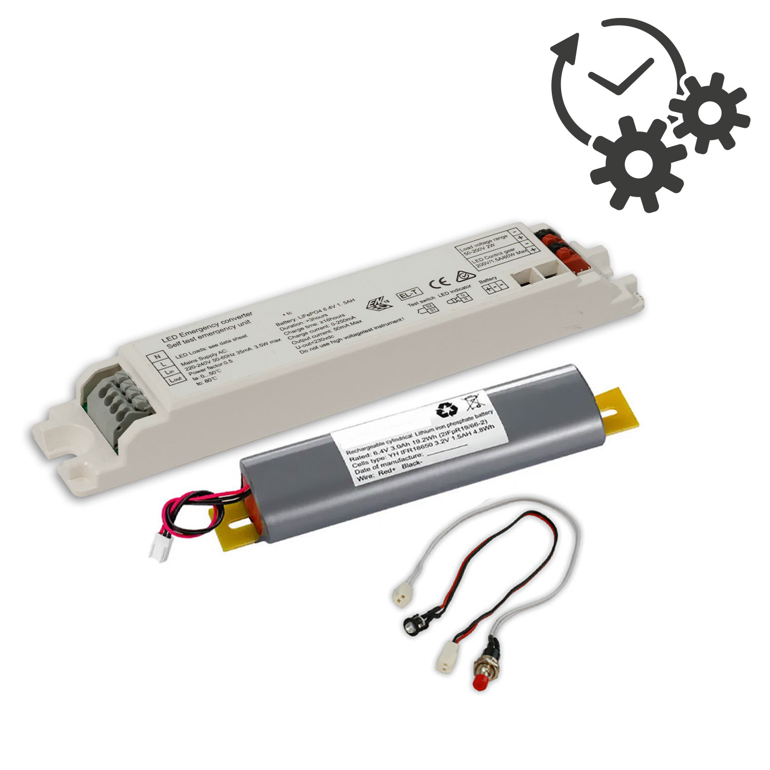Notlicht-Upgrade mit LiFePO4 3000mAh Akku, 4W (50-300V DC)
