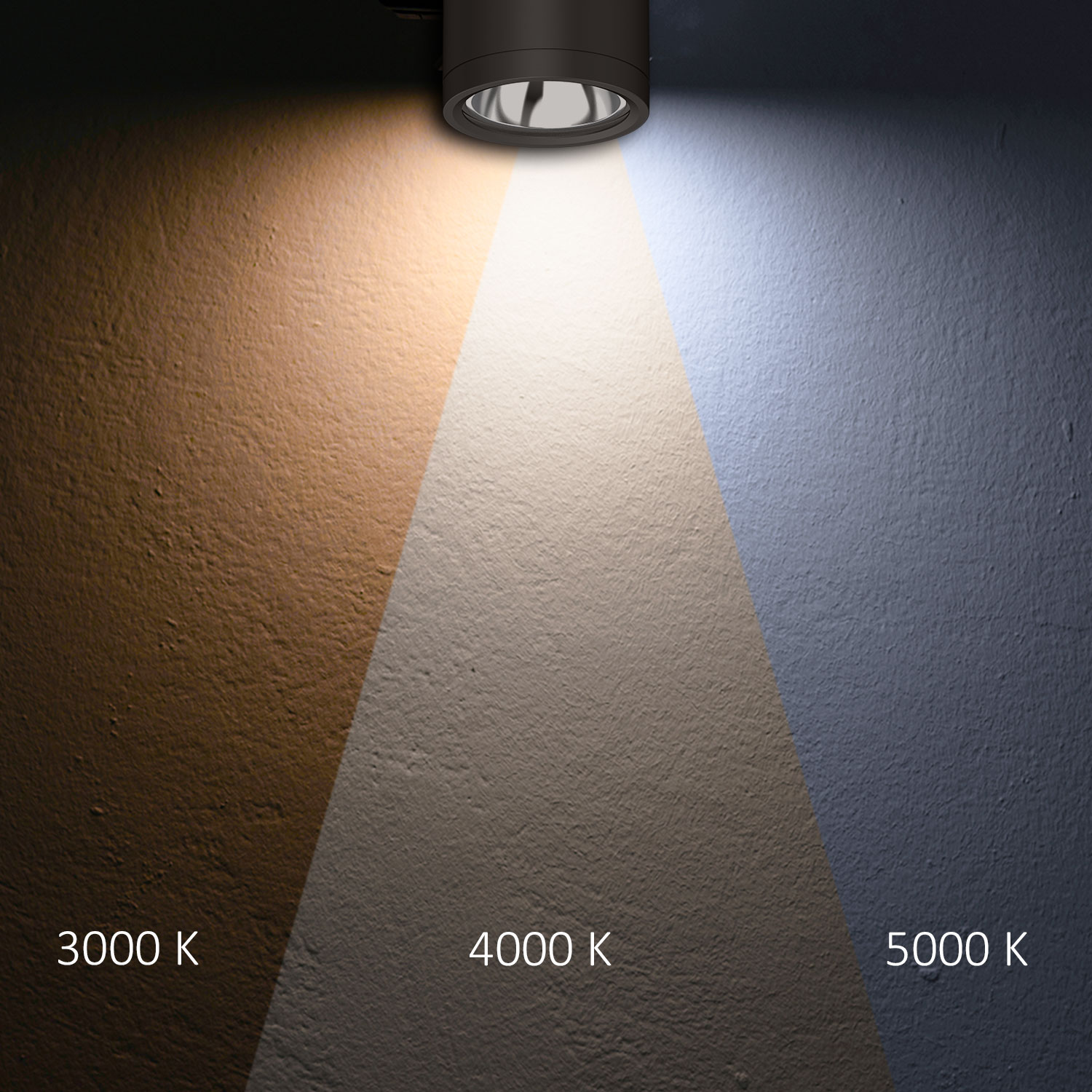 LED Deckenaufbaustrahler IP65, schwarz, 10W, ColorSwitch 3000|4000|5000K, dimmbar