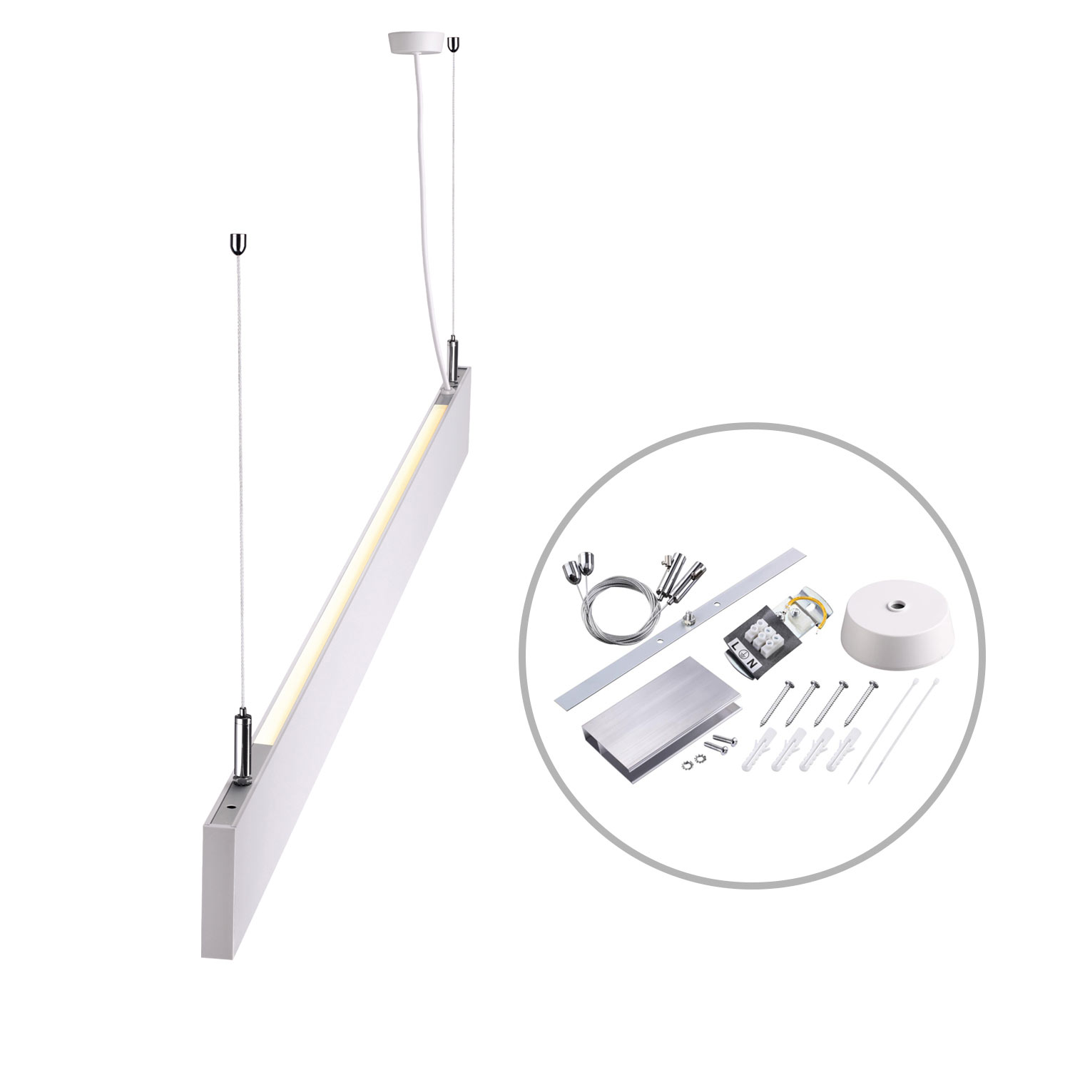 LED Hängeleuchte Linear Up&Down 600, 25W, prismatisch, linear- u. 90° verbindbar, weiß, warmweiß