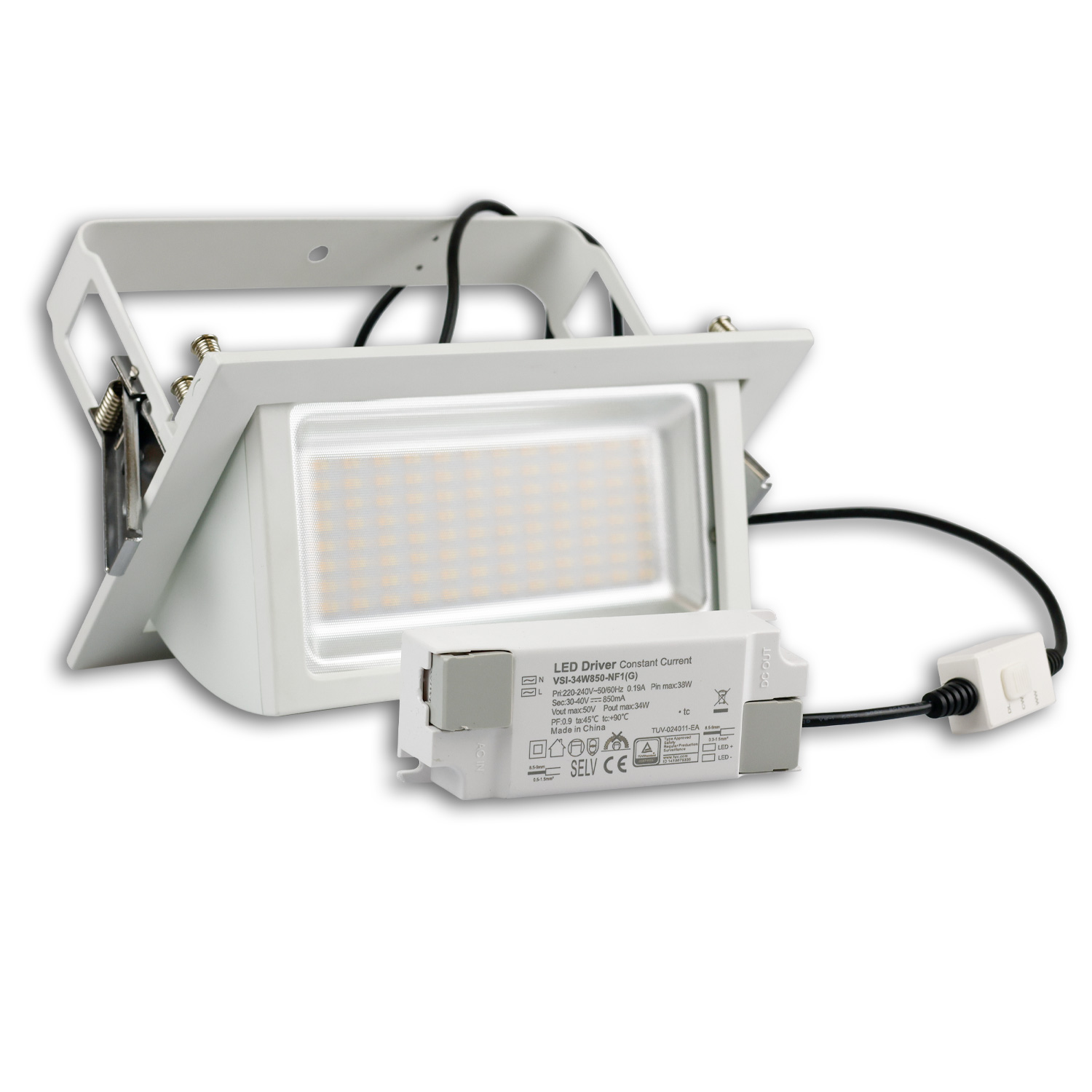 LED Shop-Downlight Box, 32W, ausschwenkbar, weiß, ColorSwitch 3000|4000|6000K, dimmbar