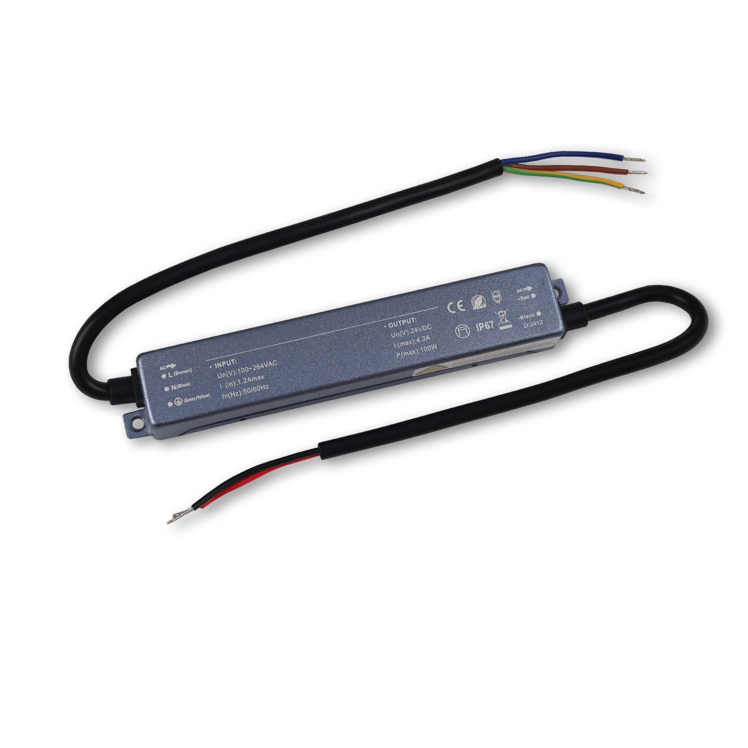 LED Trafo 24V/DC, 100W, IP67, ultraflach
