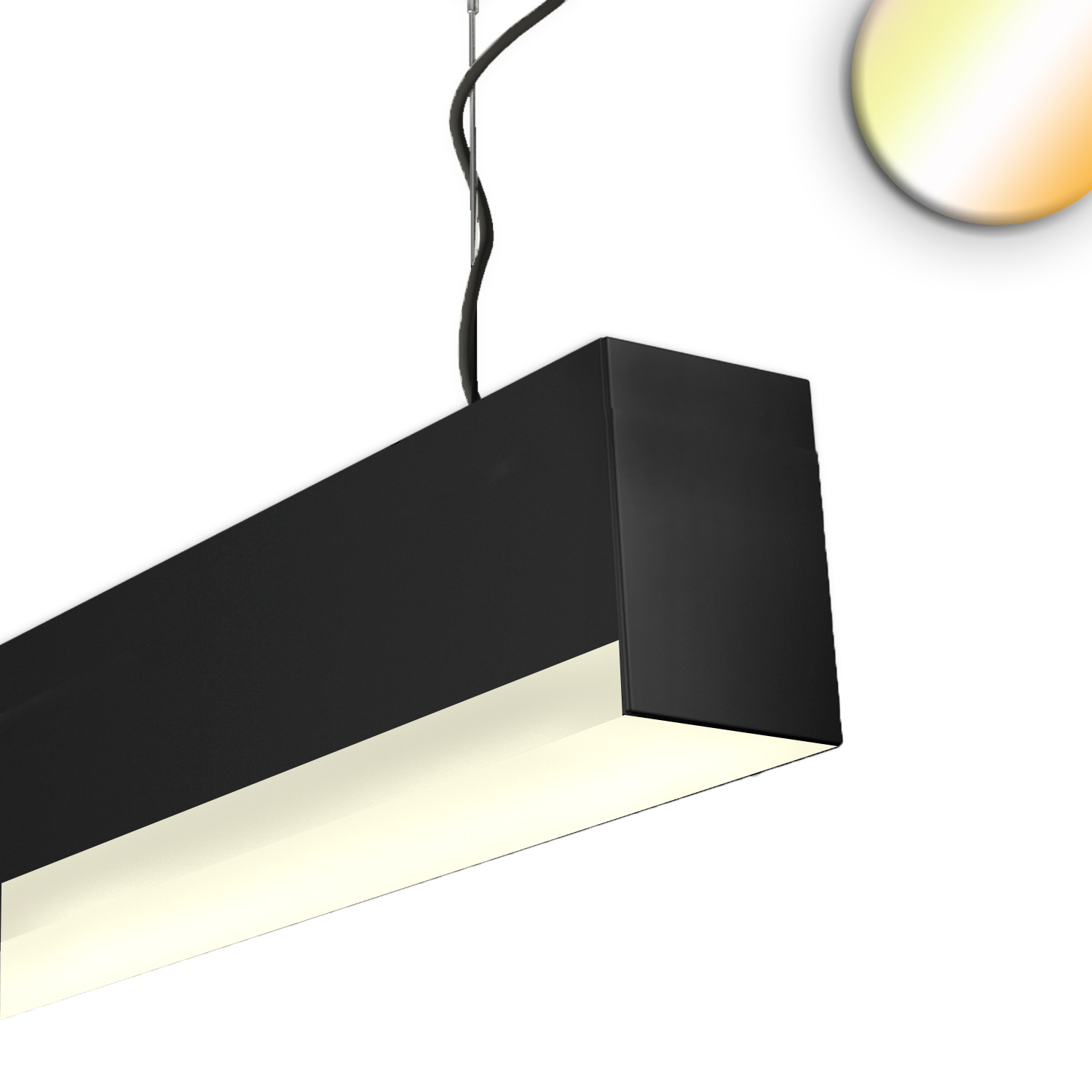 PROLAMP 30HIDcri90hs Pendel 68W schwarz, 1500mm, U-Cover, Push/DALI dimmbar, CCT+CCT