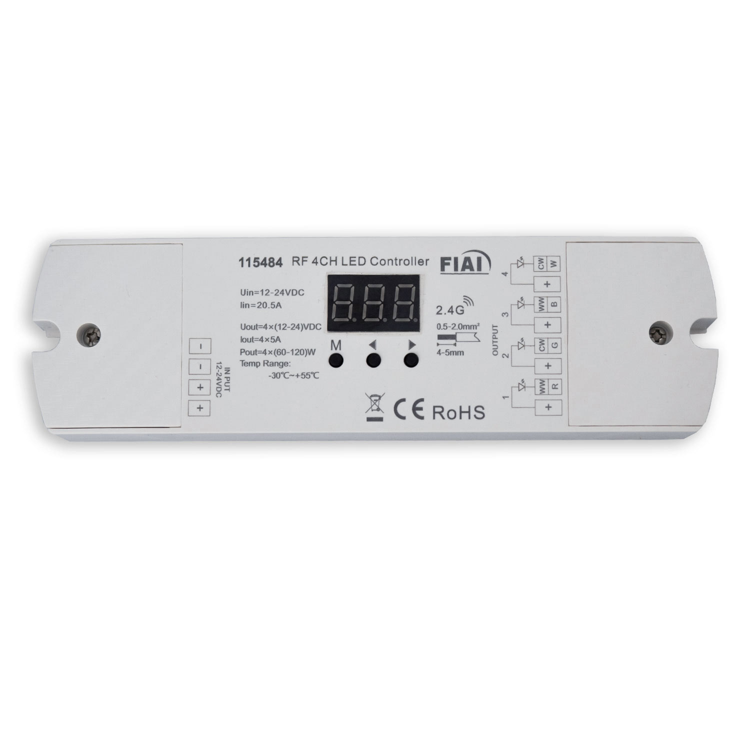 LED Funk Mesh 4 Zonen PWM Dimmer, MiniAMP, 1-4 Kanal, 12-48V DC, 4x5A
