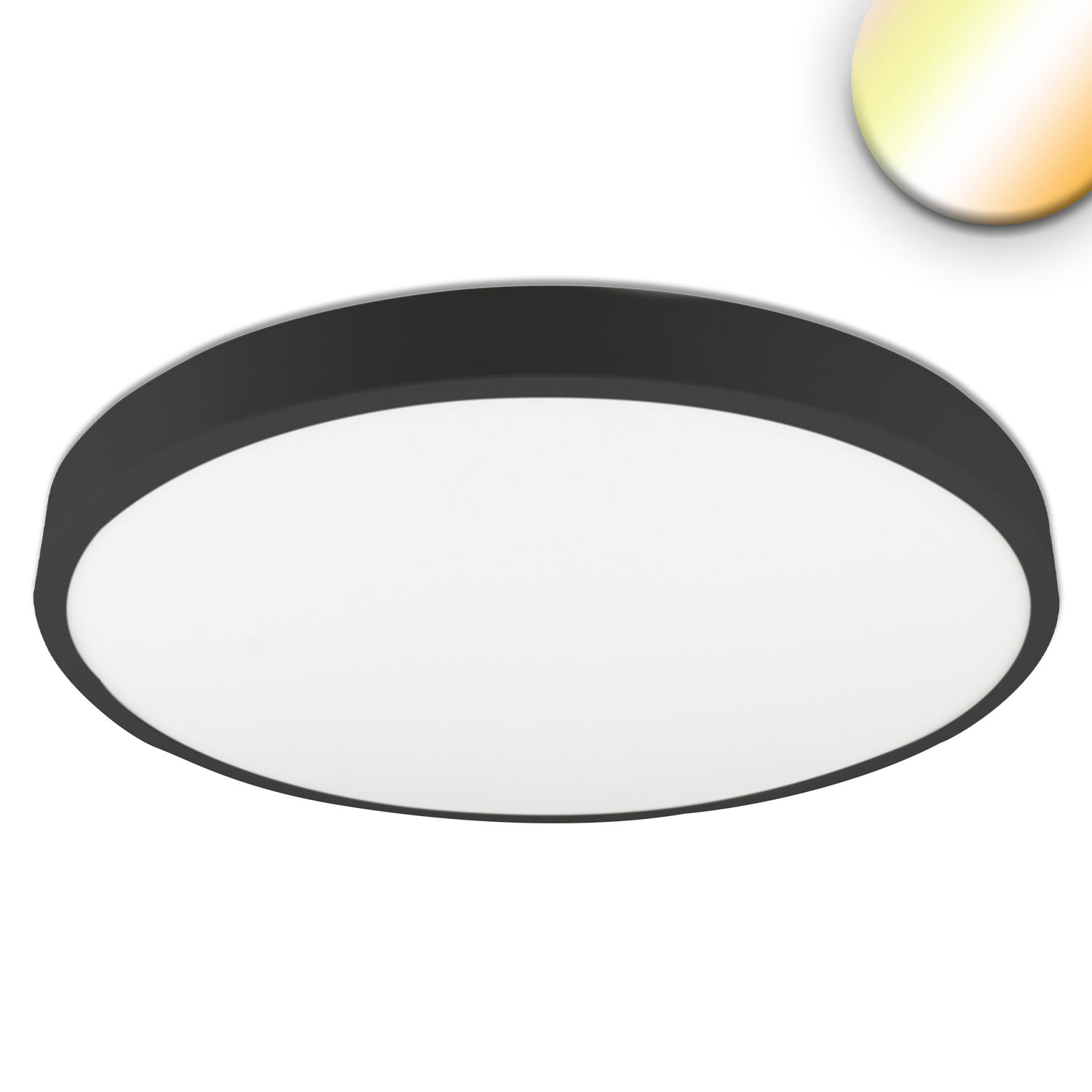 LED Deckenleuchte PRO schwarz, 36W, rund, DN500, ColorSwitch 2700|3000|4000K, dimmbar