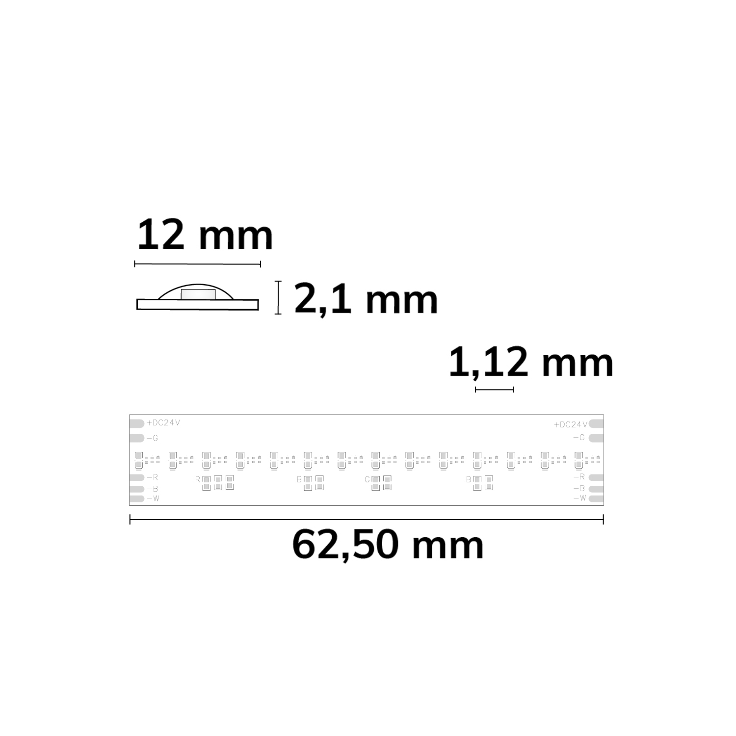 LED COB RGB+3000K Linear Flexband, 24V DC, 20W, IP20, 5m Rolle, 896 LED/m