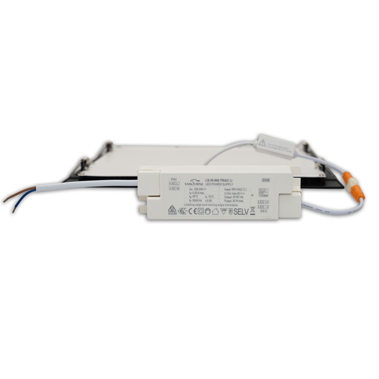 LED Downlight, 24W, eckig ultraflach schwarz, 300x300mm, ColorSwitch 3000|3500|4000K, dimmbar