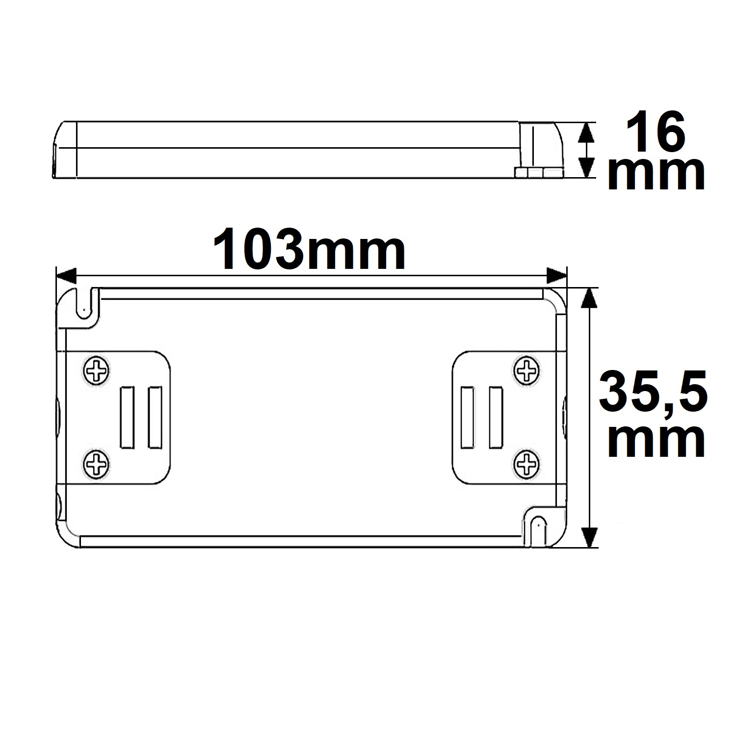 LED Trafo 12V/DC, 0-15W, SELV, ultraflach, schmal