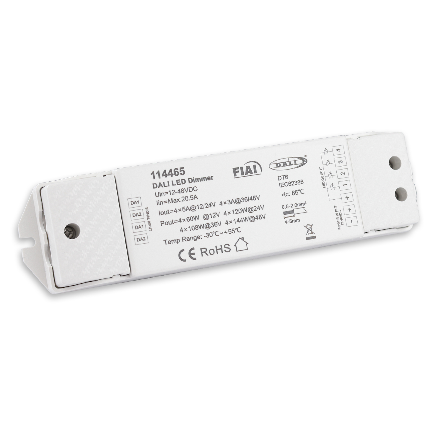 DALI DT6 4 Adressen PWM-Dimmer, 4 Kanal, 12-24V DC 4x5A, 36-48V DC 4x3A