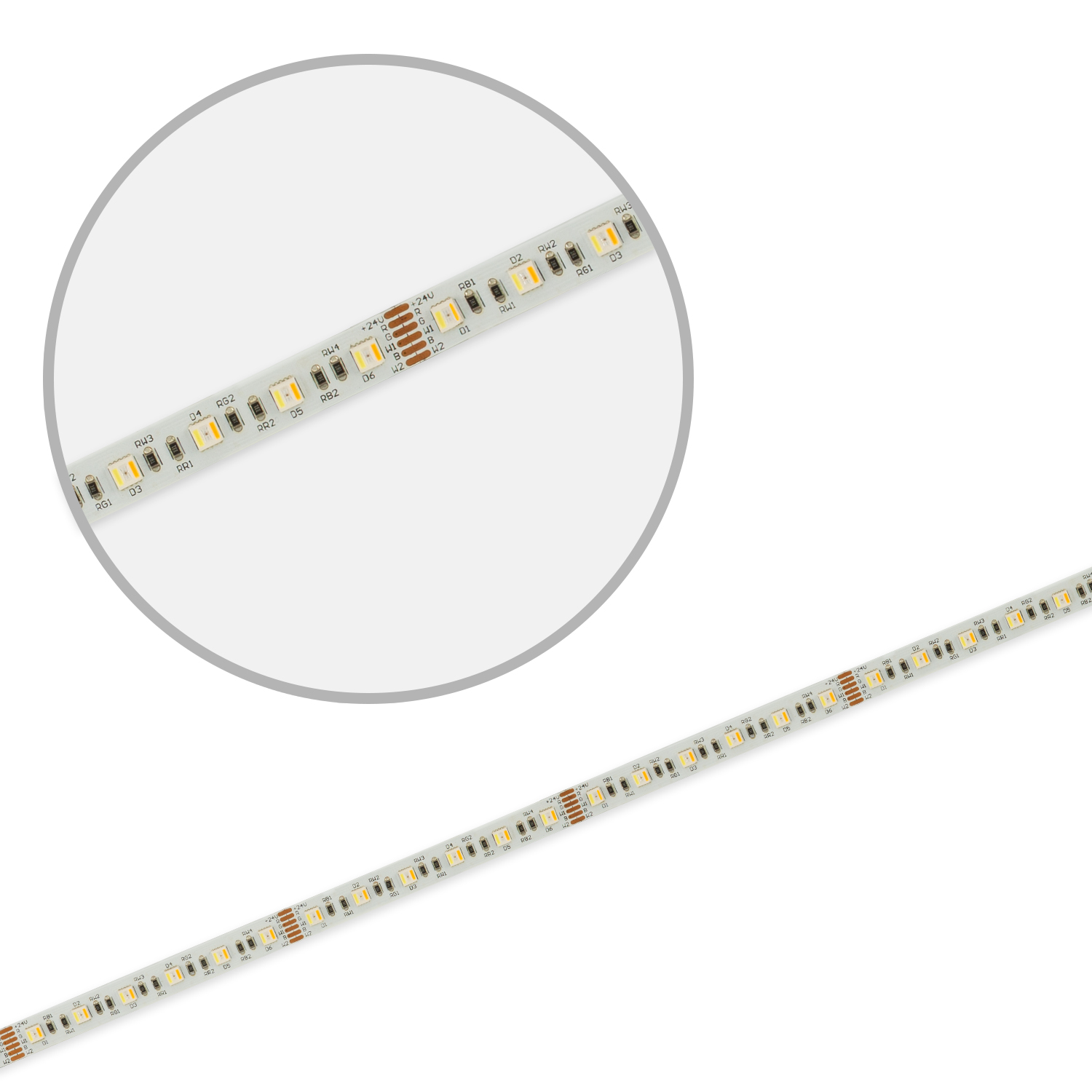LED AQUA RGB+WW+KW CCT Flexband, 24V DC, 22W, IP68, 5in1 Chip, 5m Rolle, 60 LED/m