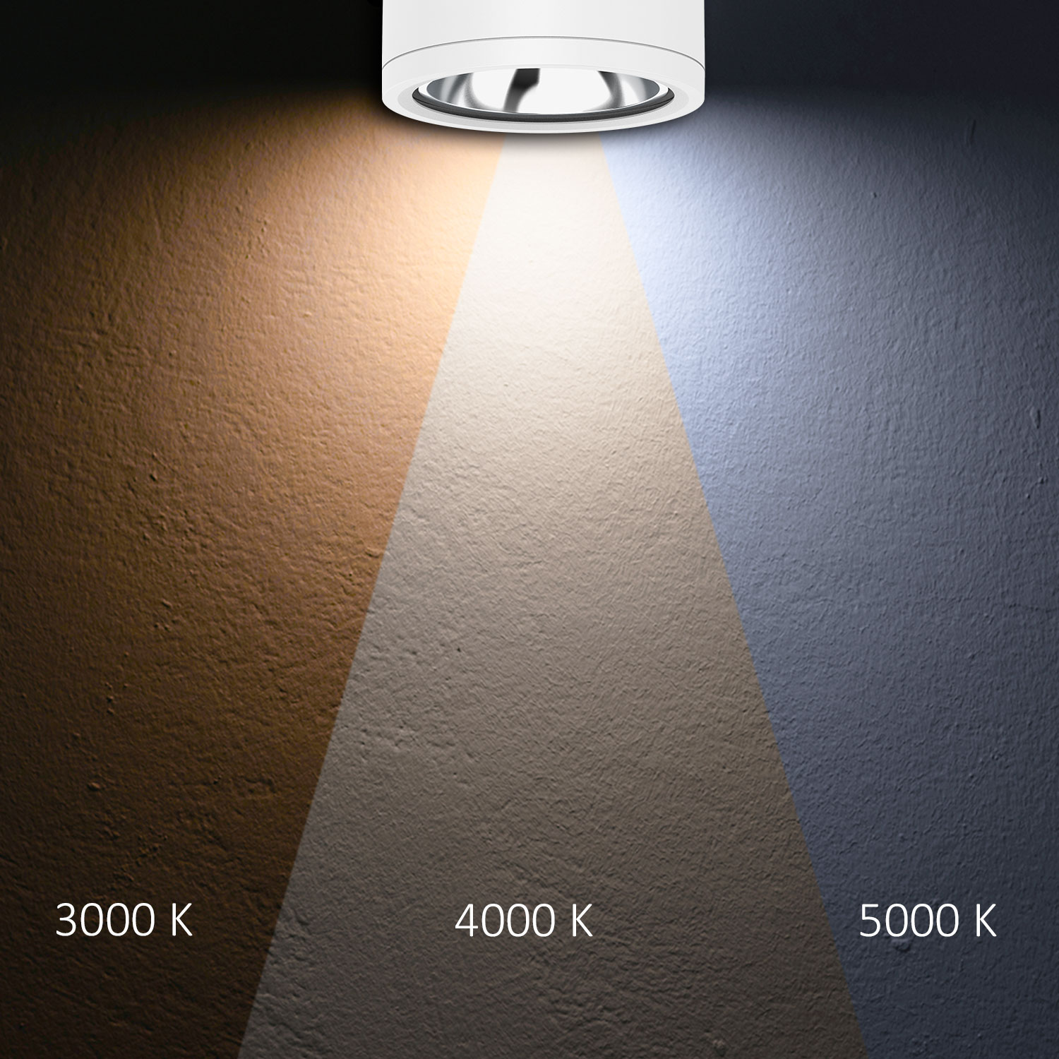 LED Deckenaufbaustrahler IP65, weiß, 25W, ColorSwitch 3000|4000|5000K, dimmbar